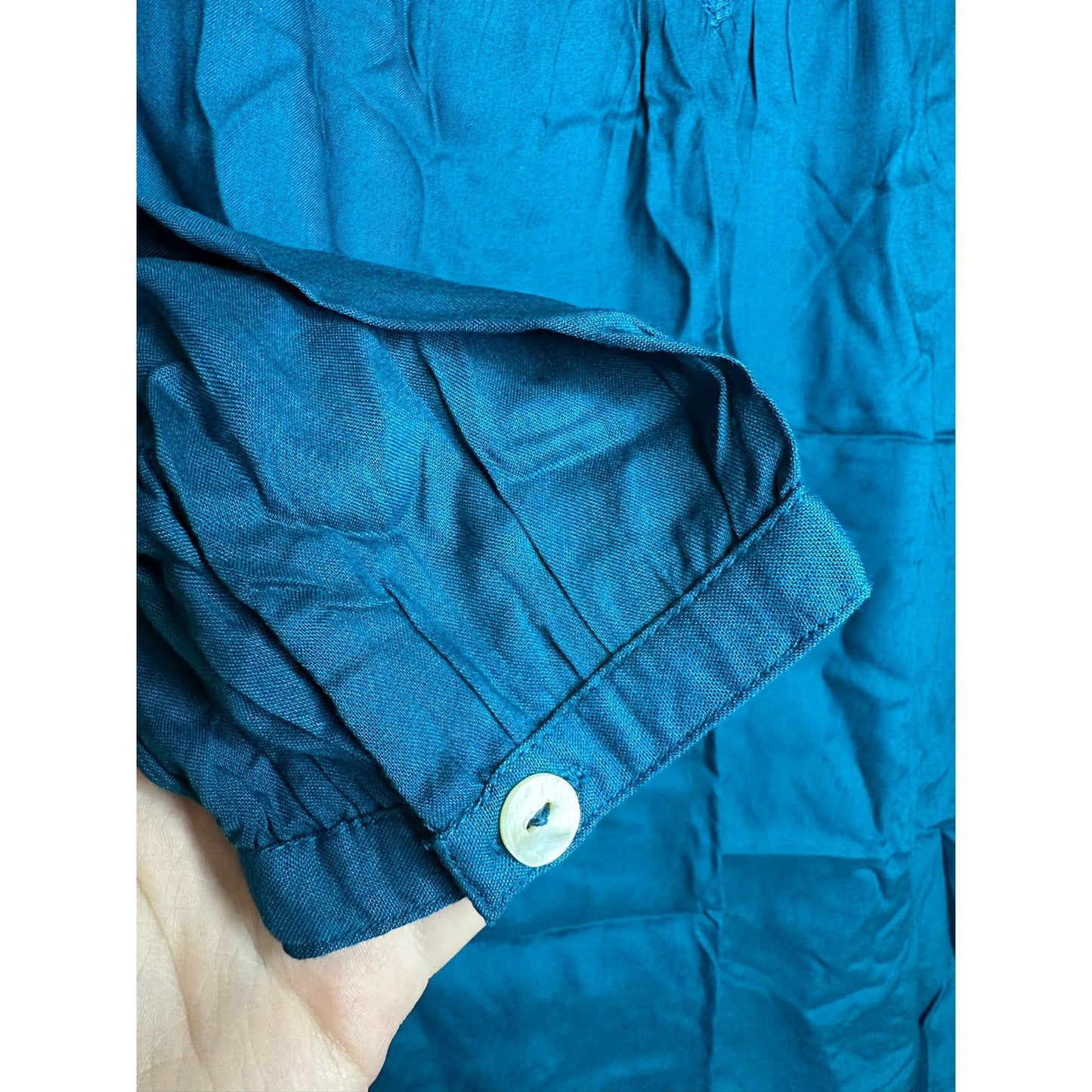 Soft Surroundings Blue Turquoise Long Sleeve Lithonia Blouse Size XS