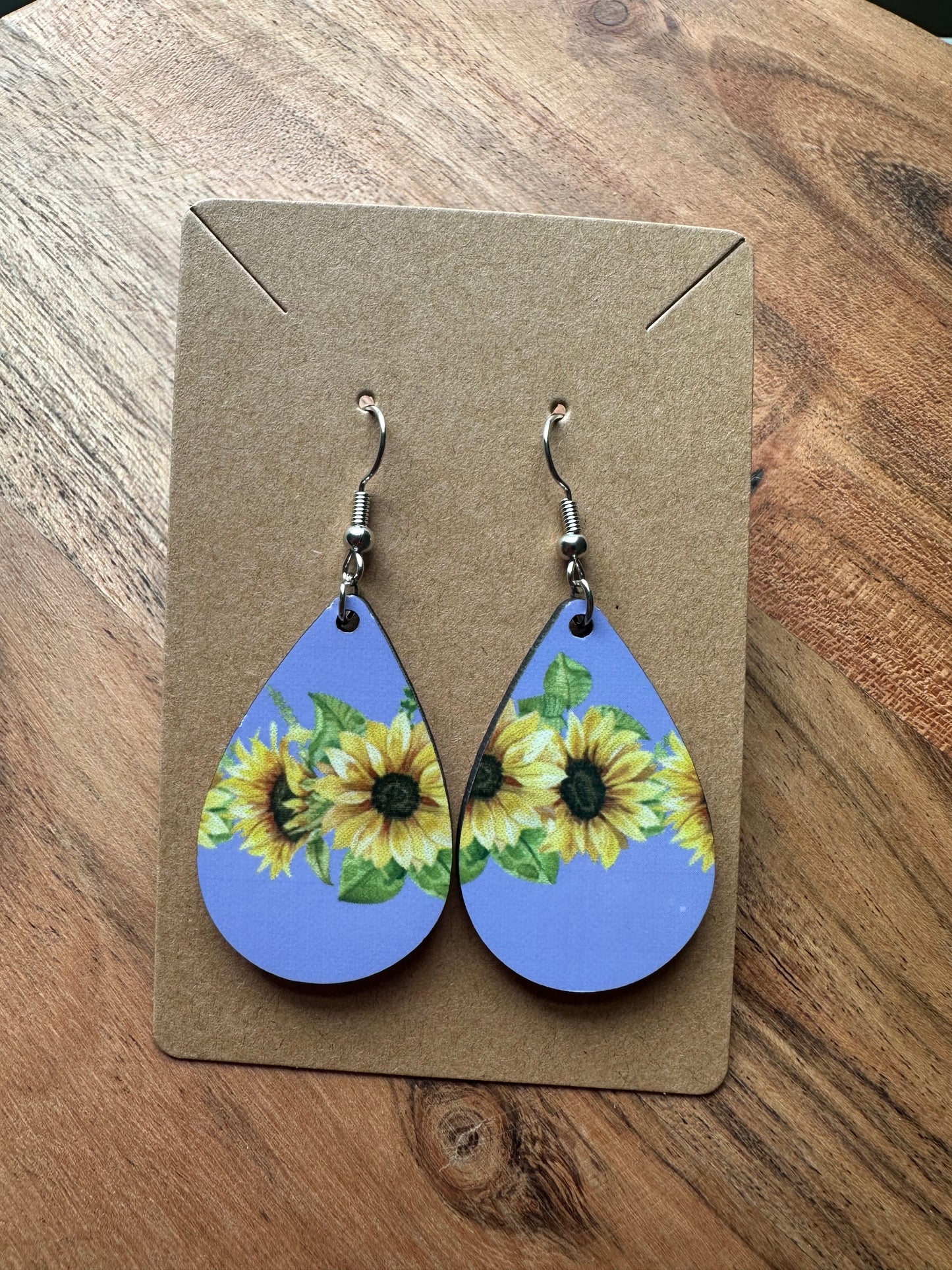 Handmade Sublimated MDF Teardrop Shaped Earrings –  Lightweight, Unique Jewelry