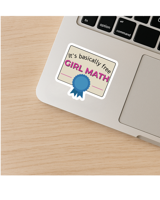 It's basically free; girl math' beige pink and bluesticker