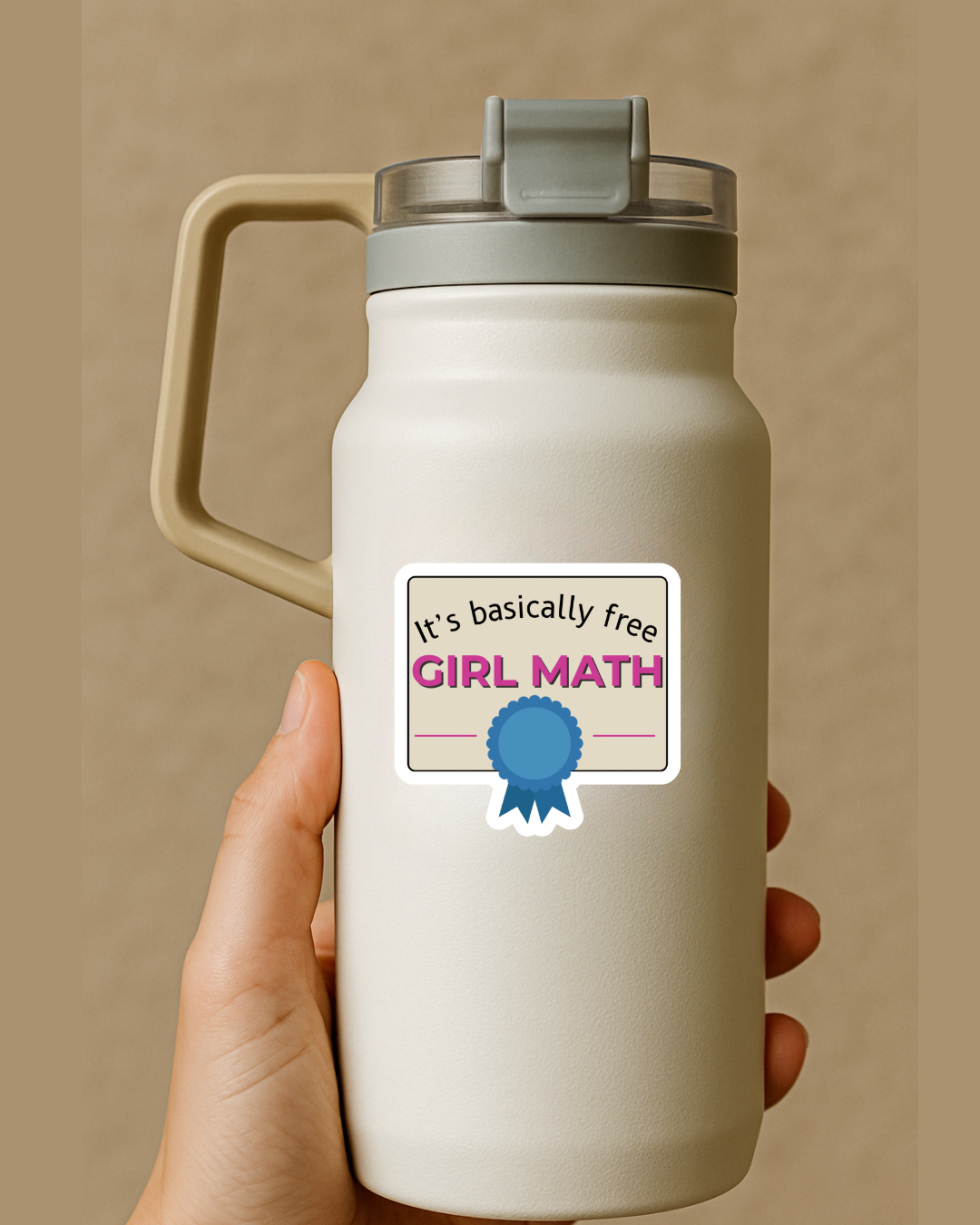 It's basically free; girl math' beige pink and bluesticker