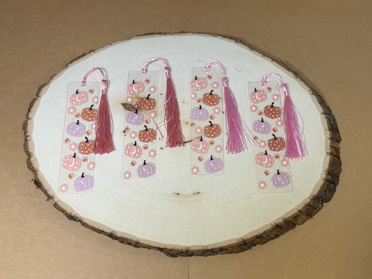 Handmade Thin Clear Acrylic Bookmark- ‘Pumpkin Daydream’