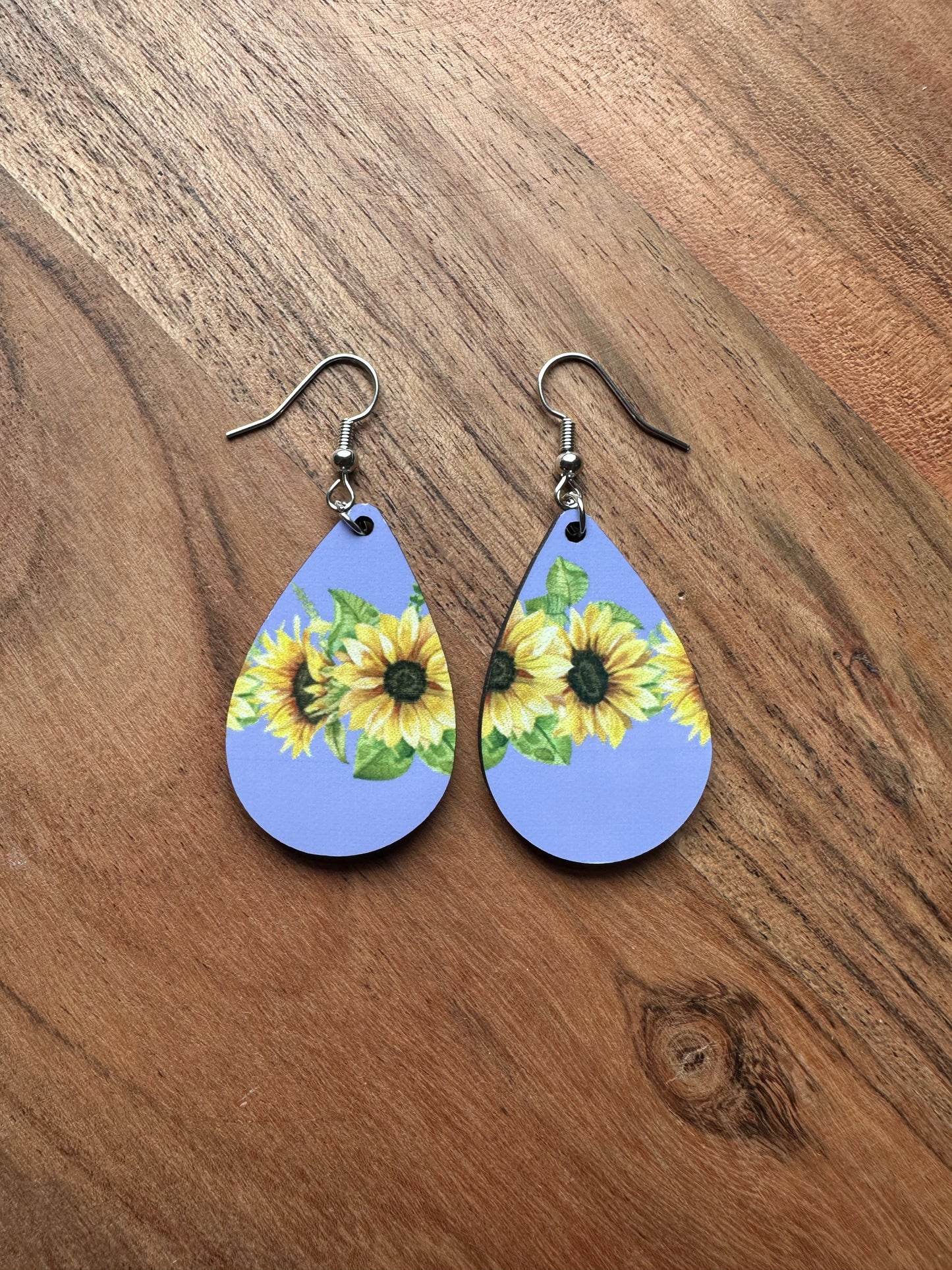 Handmade Sublimated MDF Teardrop Shaped Earrings –  Lightweight, Unique Jewelry