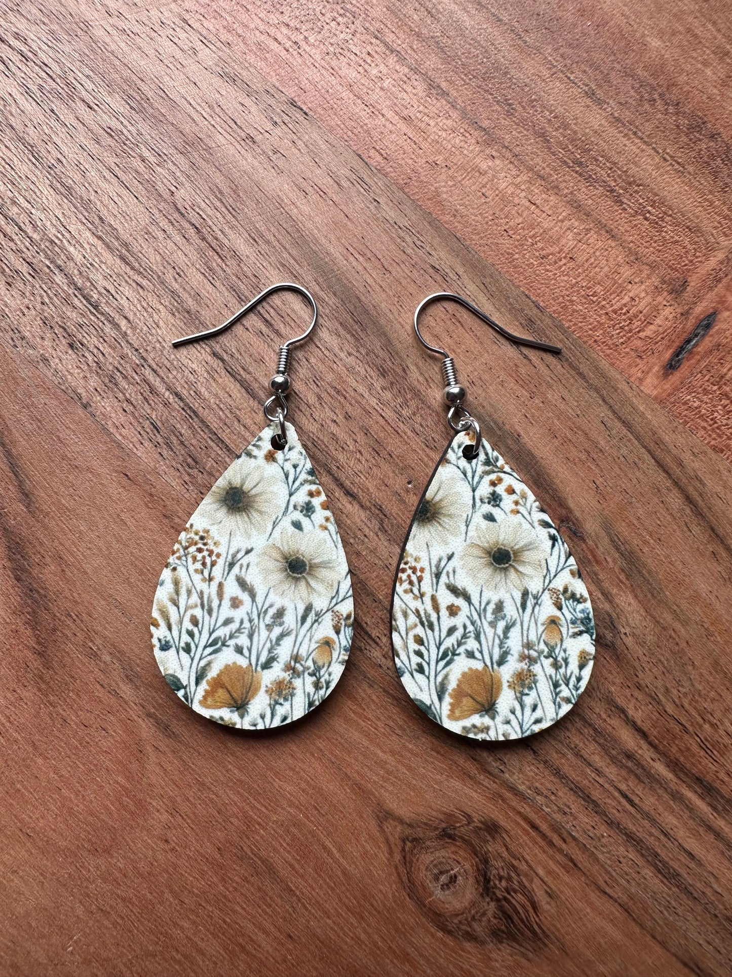Handmade Sublimated MDF Teardrop Shaped Earrings –  Lightweight, Unique Jewelry