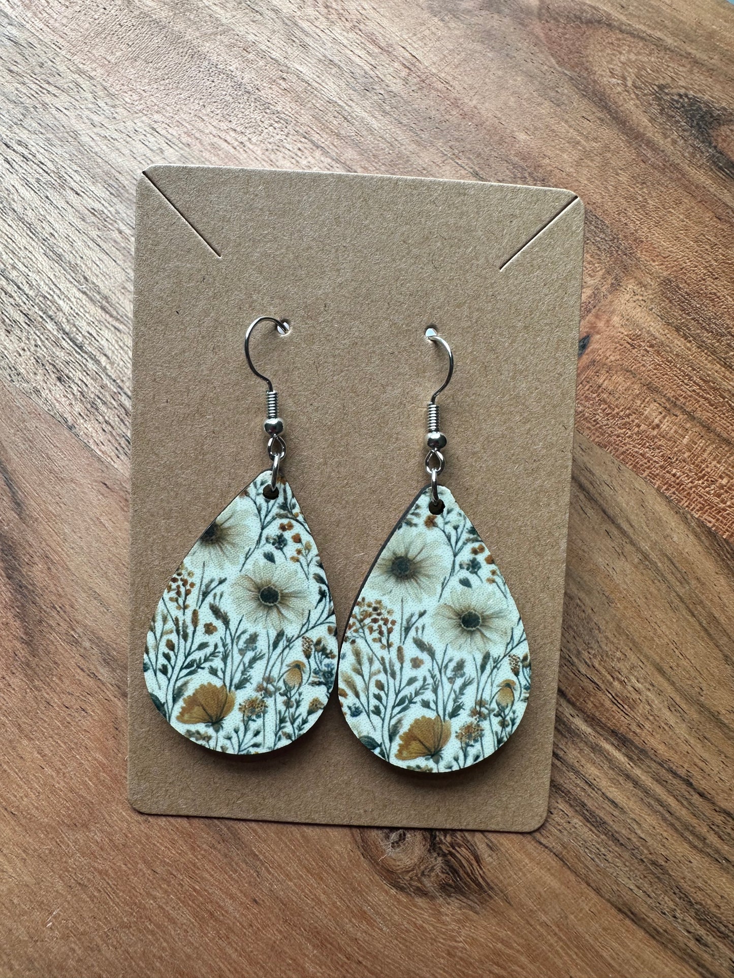 Handmade Sublimated MDF Teardrop Shaped Earrings –  Lightweight, Unique Jewelry