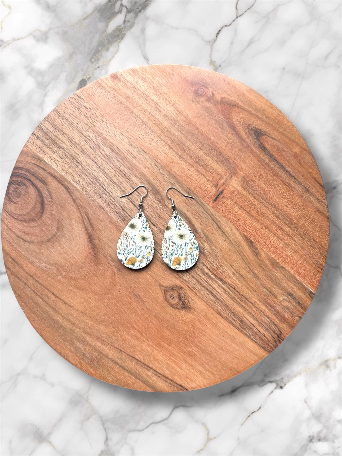 Handmade Sublimated MDF Teardrop Shaped Earrings –  Lightweight, Unique Jewelry