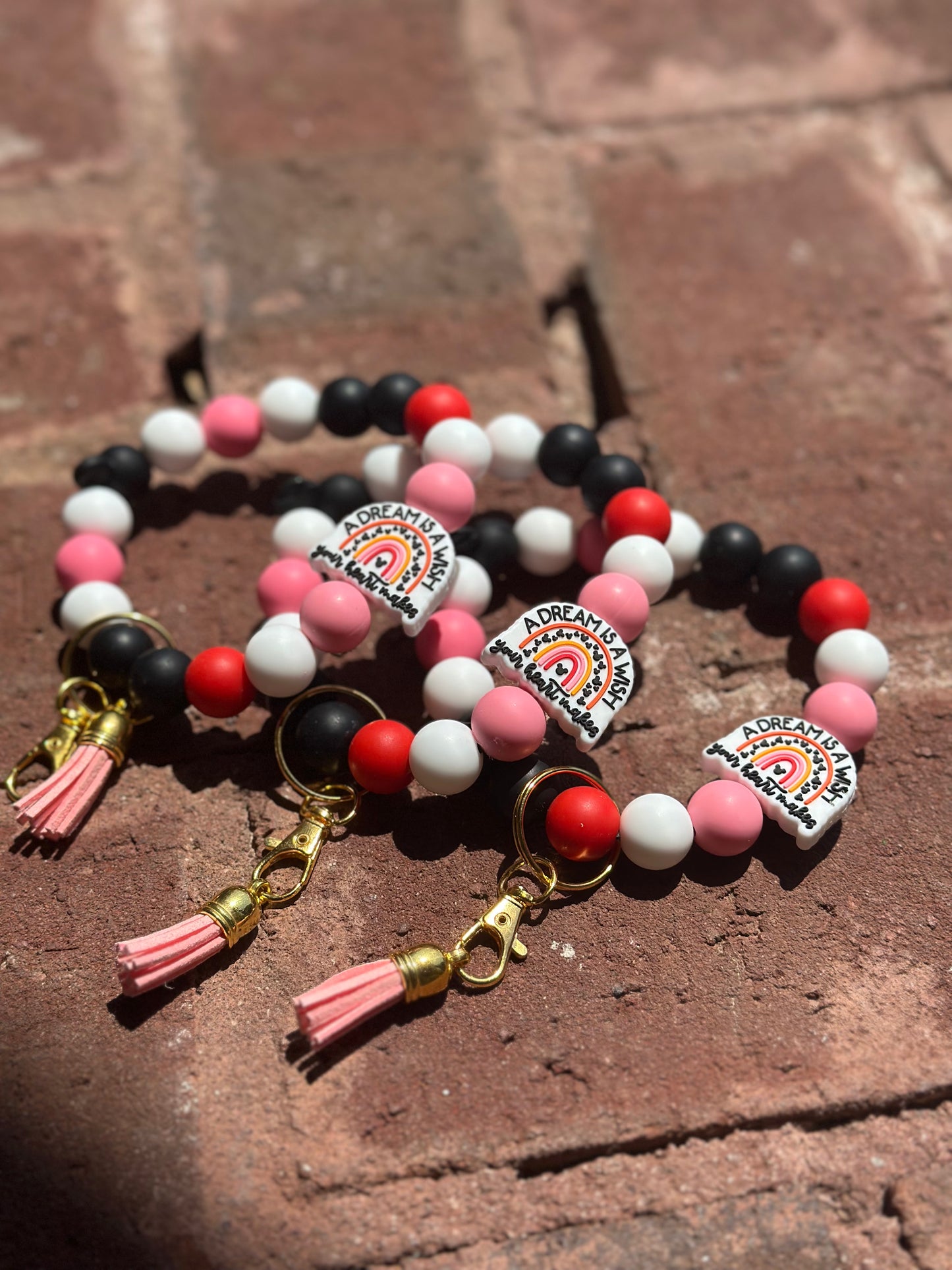Silicone Beaded Wristlet Keychain| Dream is A Wish Your Heart Makes