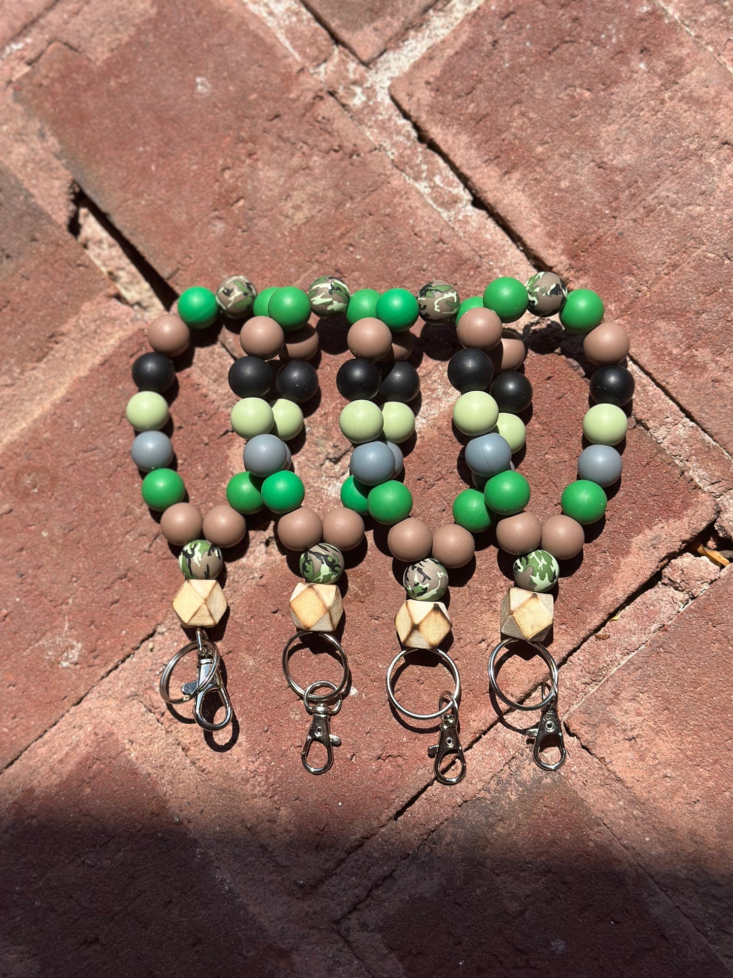 Silicone Beaded Keychain| Camouflage Pear Shape