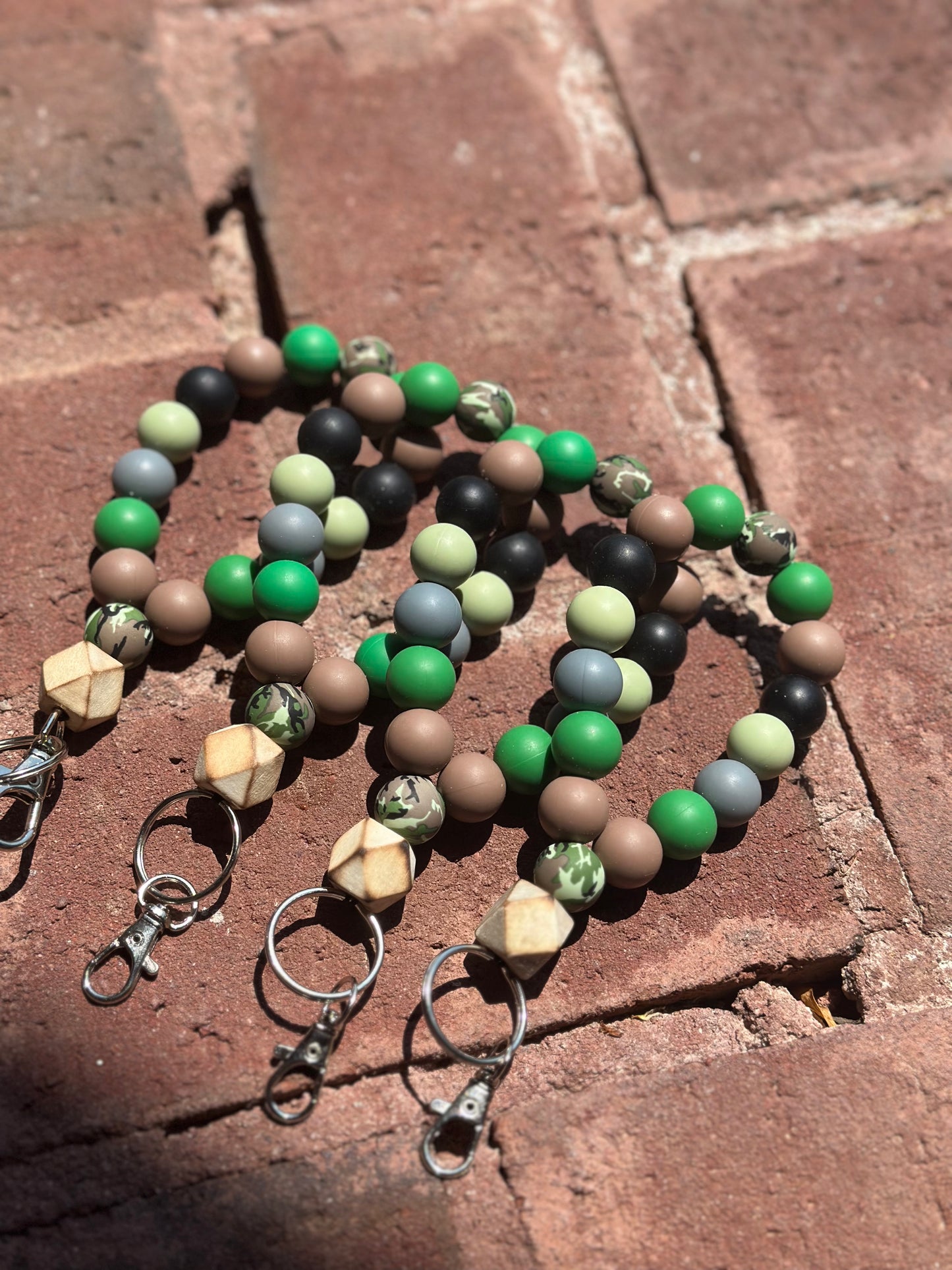 Silicone Beaded Keychain| Camouflage Pear Shape