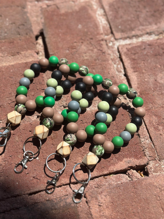 Silicone Beaded Keychain| Camouflage Pear Shape