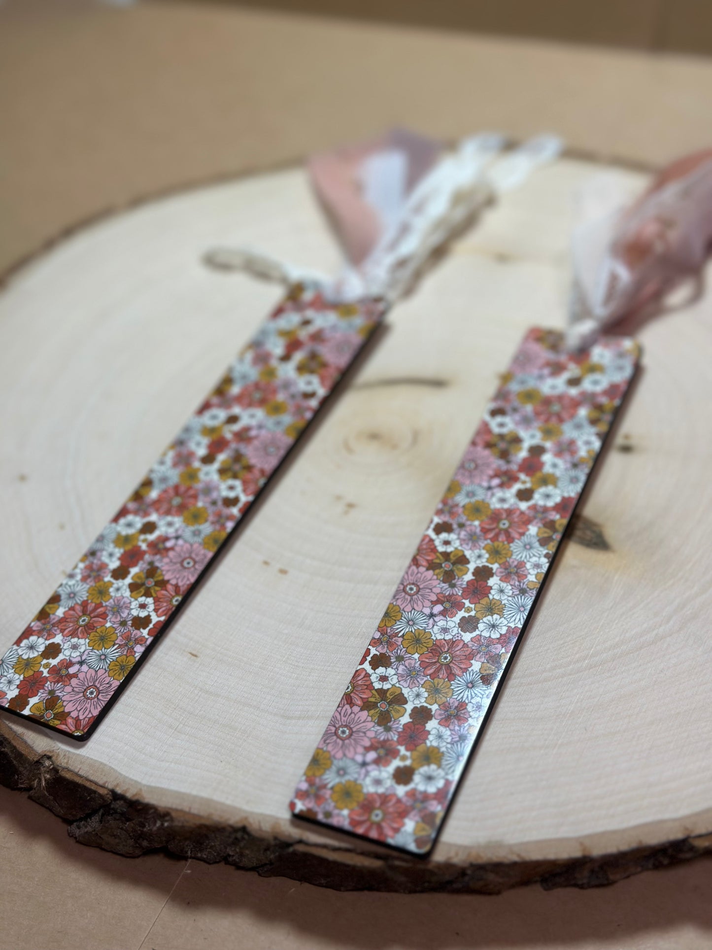 Handmade Pink Floral Print 'Blush Bloom' Bookmark- Gift for Book Lovers!