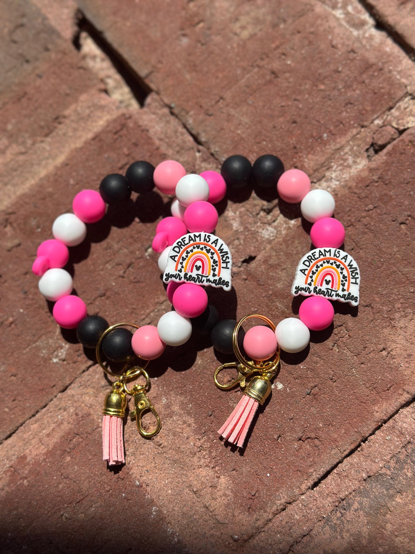 Silicone Beaded Wristlet Keychain| Dream is A Wish Your Heart Makes