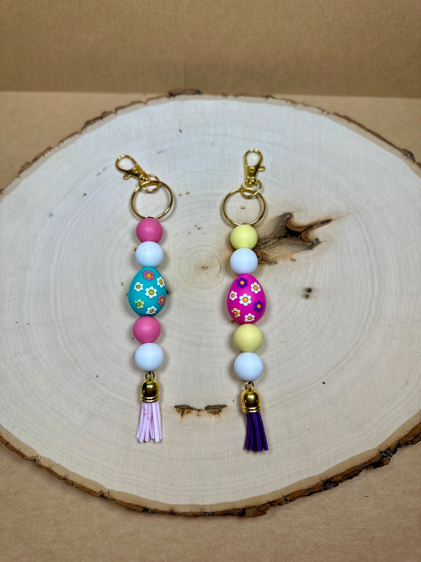 ✨Easter Collection✨- Silicone Bead Keychain Gold Hardware Egg Focal Bead