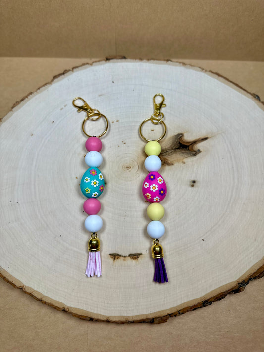 â¨Easter Collectionâ¨- Silicone Bead Keychain Gold Hardware Egg Focal Bead