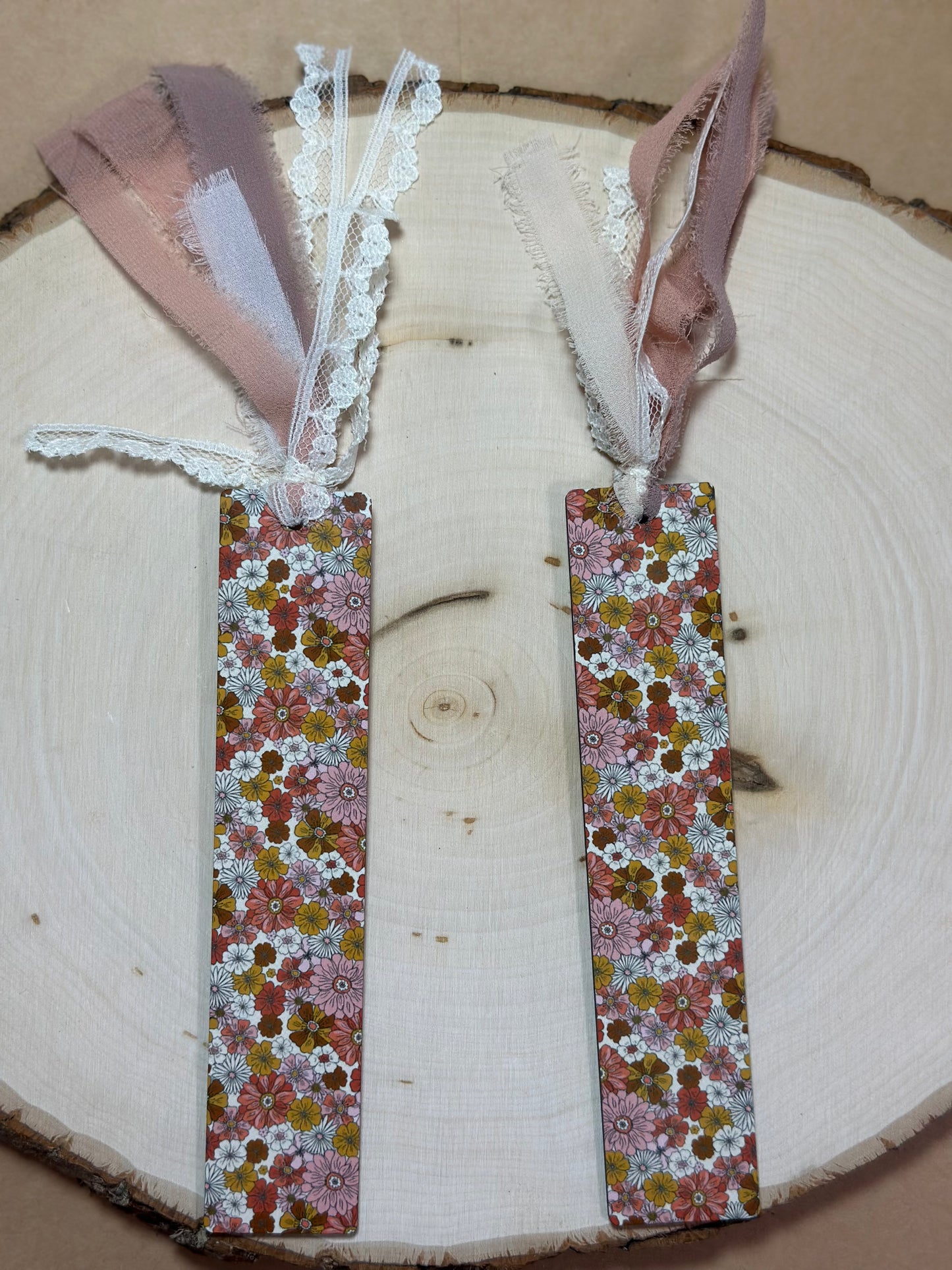 Handmade Pink Floral Print 'Blush Bloom' Bookmark- Gift for Book Lovers!
