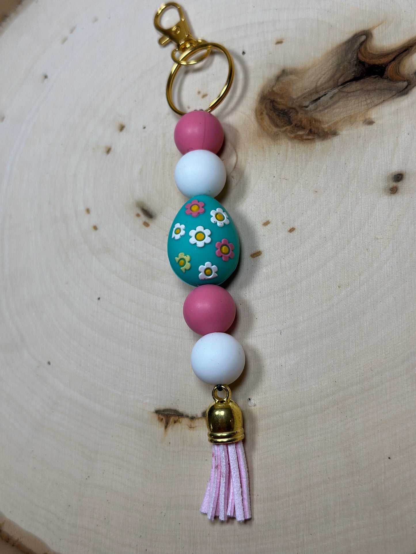 ✨Easter Collection✨- Silicone Bead Keychain Gold Hardware Egg Focal Bead