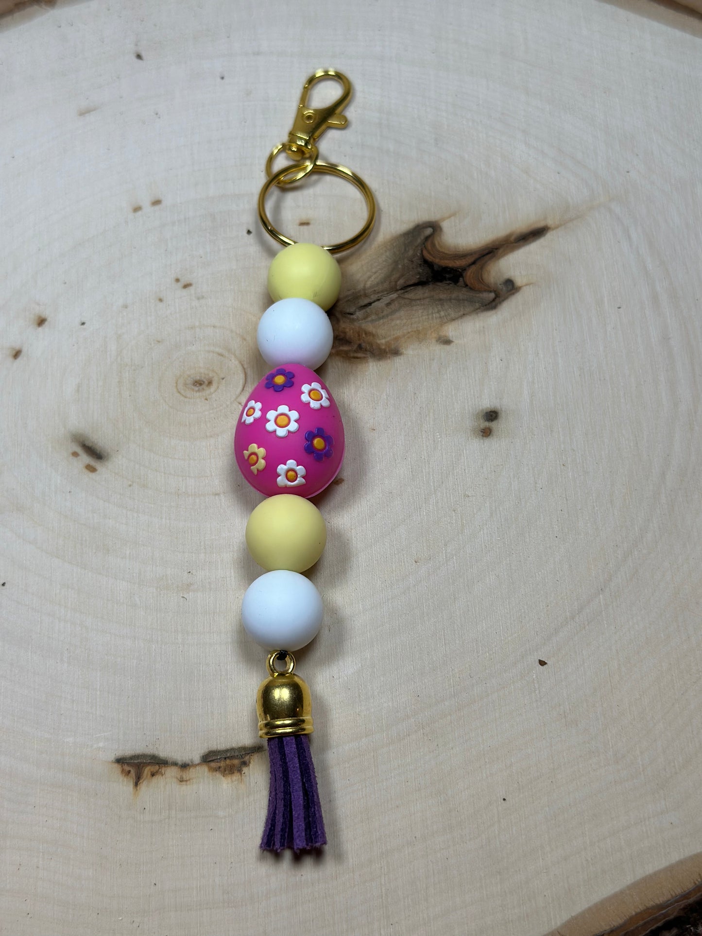 ✨Easter Collection✨- Silicone Bead Keychain Gold Hardware Egg Focal Bead