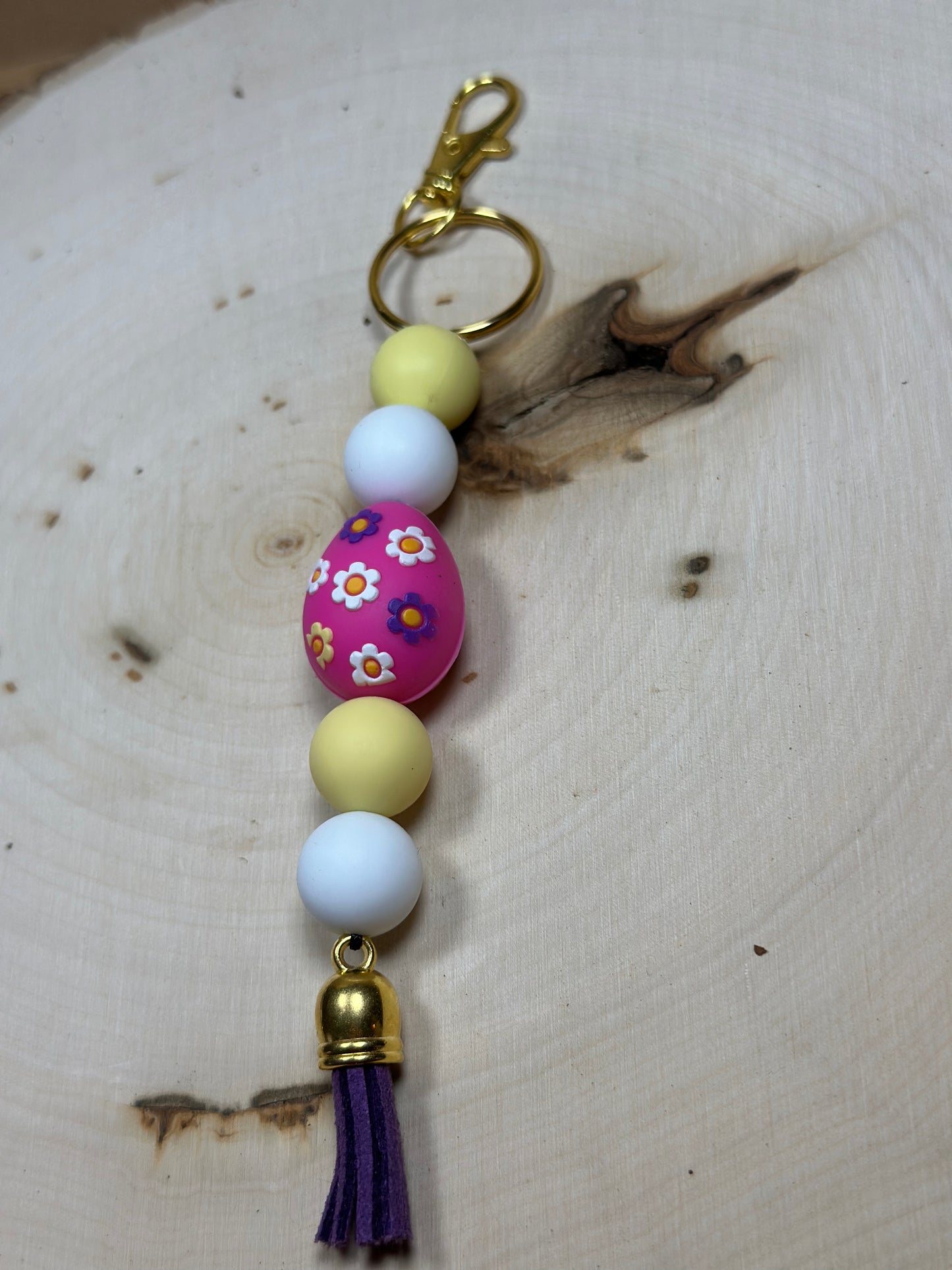 ✨Easter Collection✨- Silicone Bead Keychain Gold Hardware Egg Focal Bead