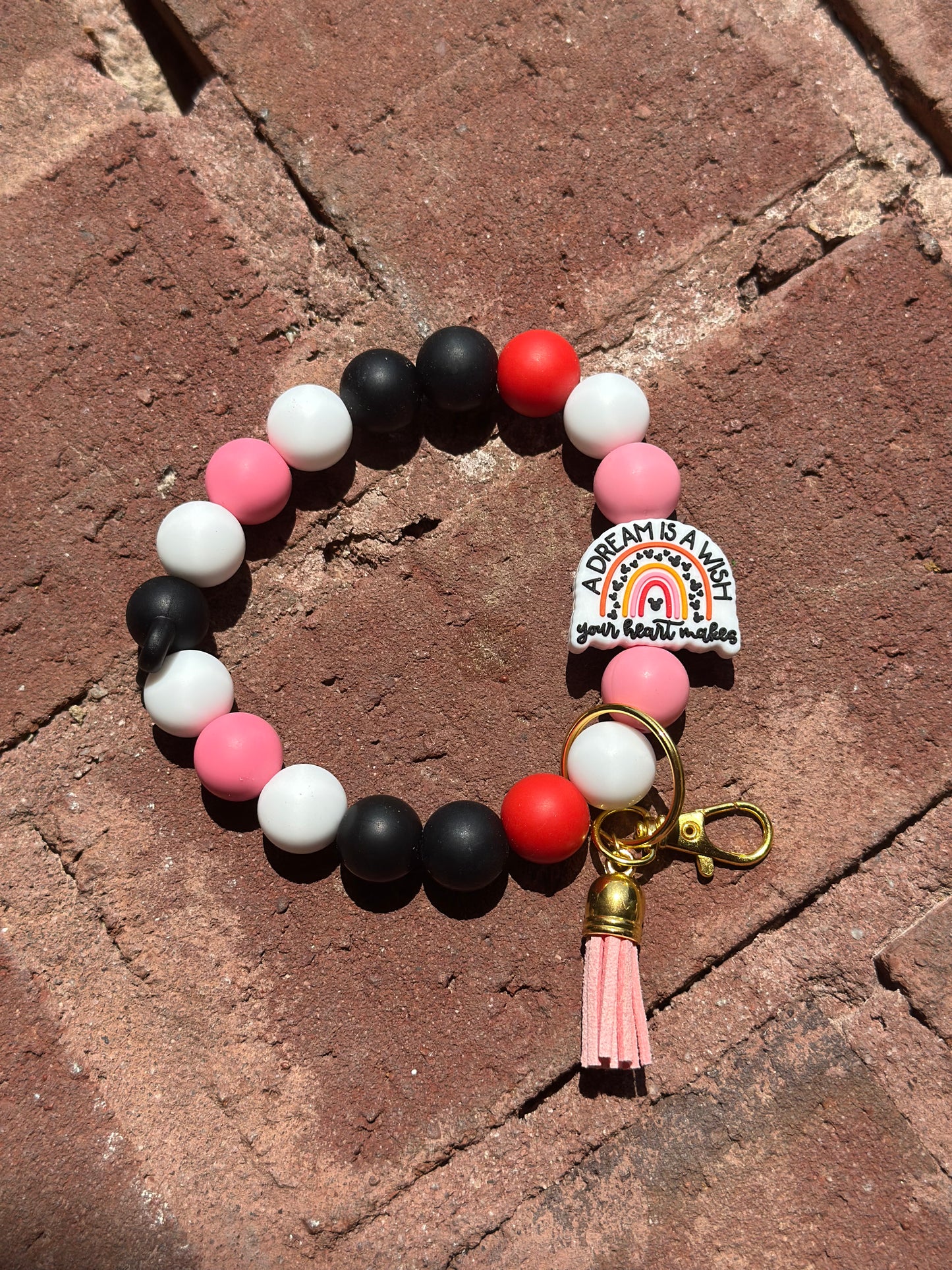 Silicone Beaded Wristlet Keychain| Dream is A Wish Your Heart Makes
