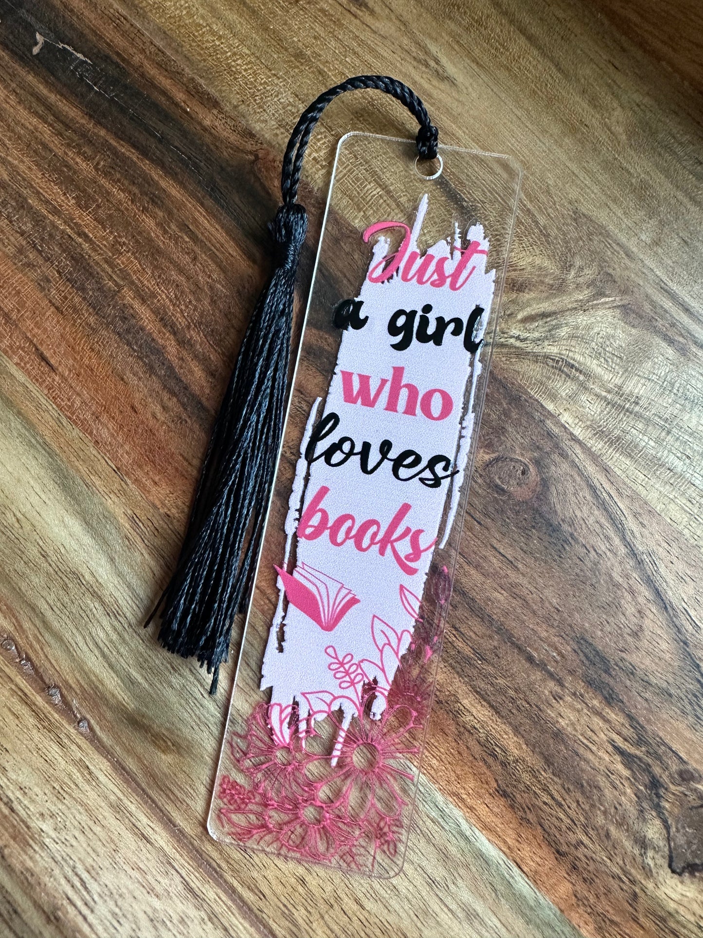 Handmade Clear Acrylic Bookmarks- Thin, Clear, Lightweight With Sayings + Ribbon or Tassel
