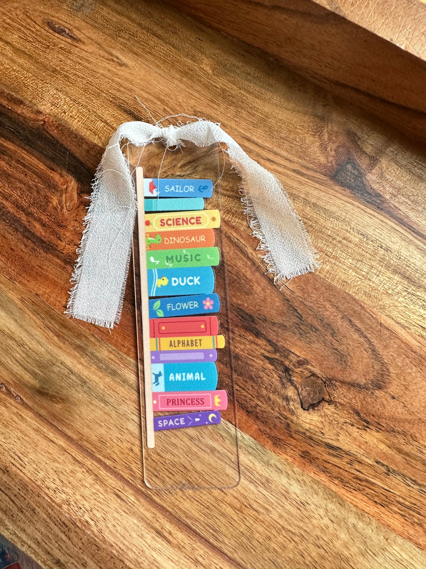 Handmade Clear Acrylic Bookmarks- Thin, Clear, Lightweight With Sayings + Ribbon or Tassel