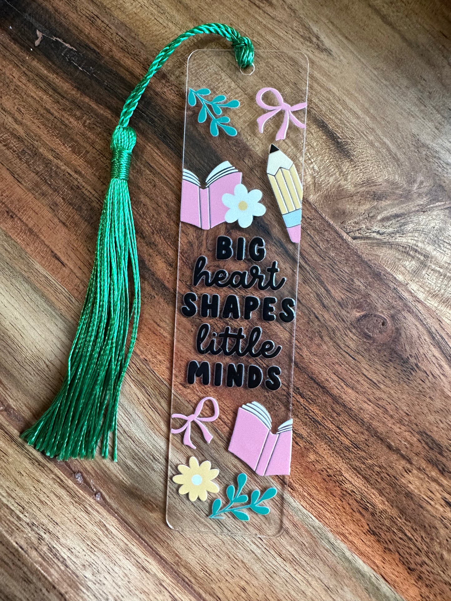 Handmade Clear Acrylic Bookmarks- Thin, Clear, Lightweight With Sayings + Ribbon or Tassel