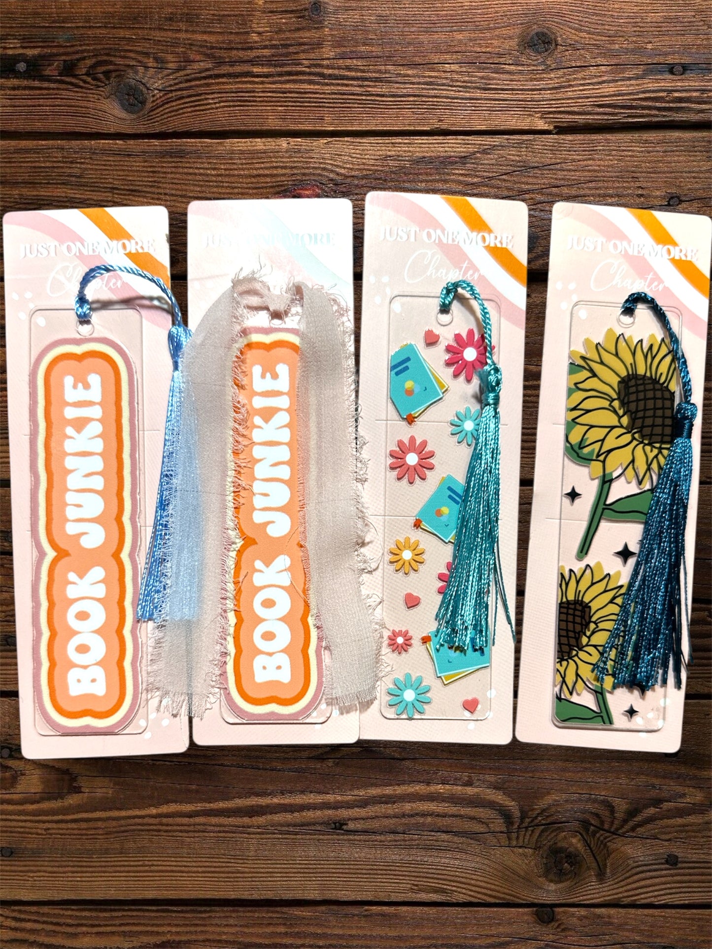 Handmade Clear Acrylic Bookmarks- Thin, Clear, Lightweight With Sayings + Ribbon or Tassel