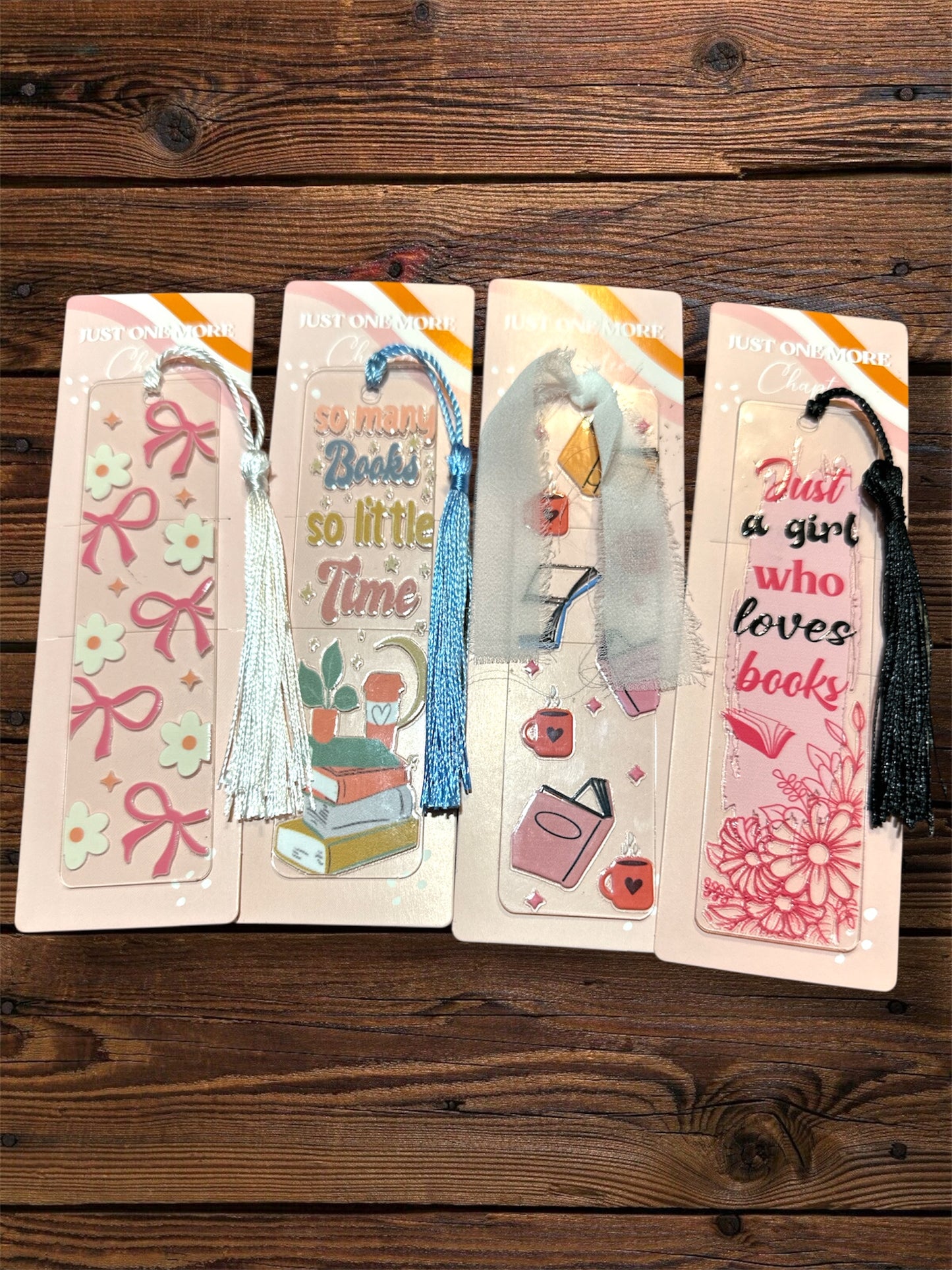 Handmade Clear Acrylic Bookmarks- Thin, Clear, Lightweight With Sayings + Ribbon or Tassel