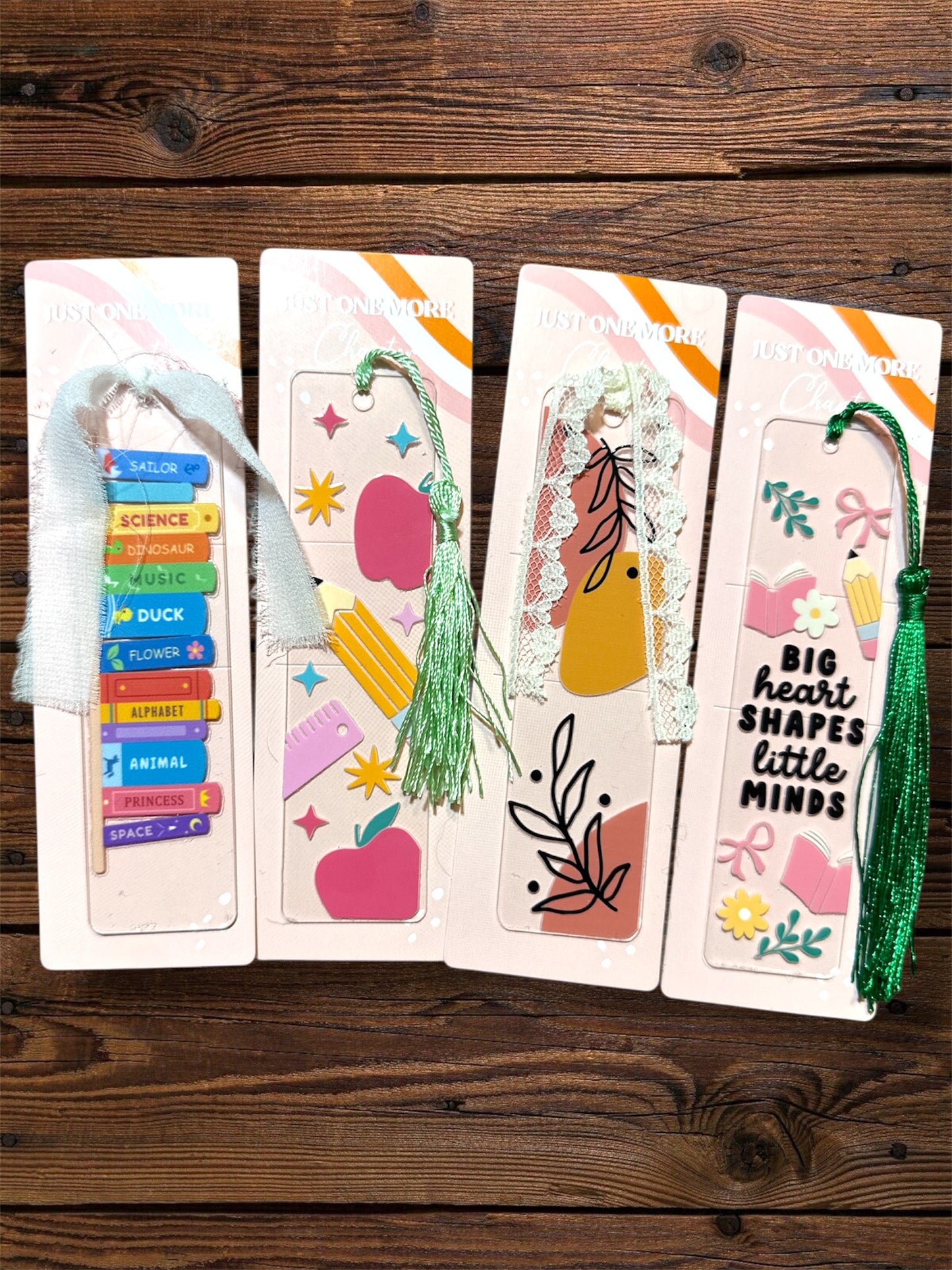 Handmade Clear Acrylic Bookmarks- Thin, Clear, Lightweight With Sayings + Ribbon or Tassel