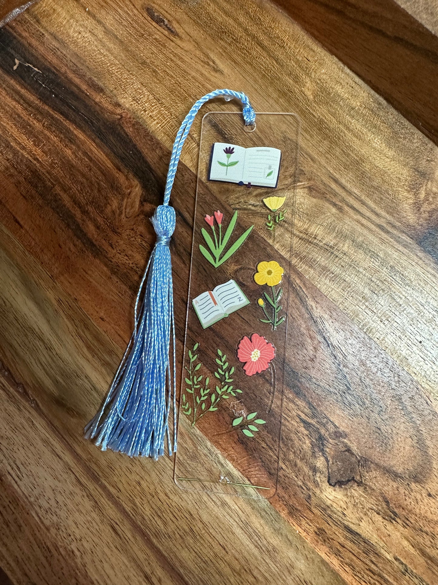 Handmade Clear Acrylic Bookmarks- Thin, Clear, Lightweight With Sayings + Ribbon or Tassel