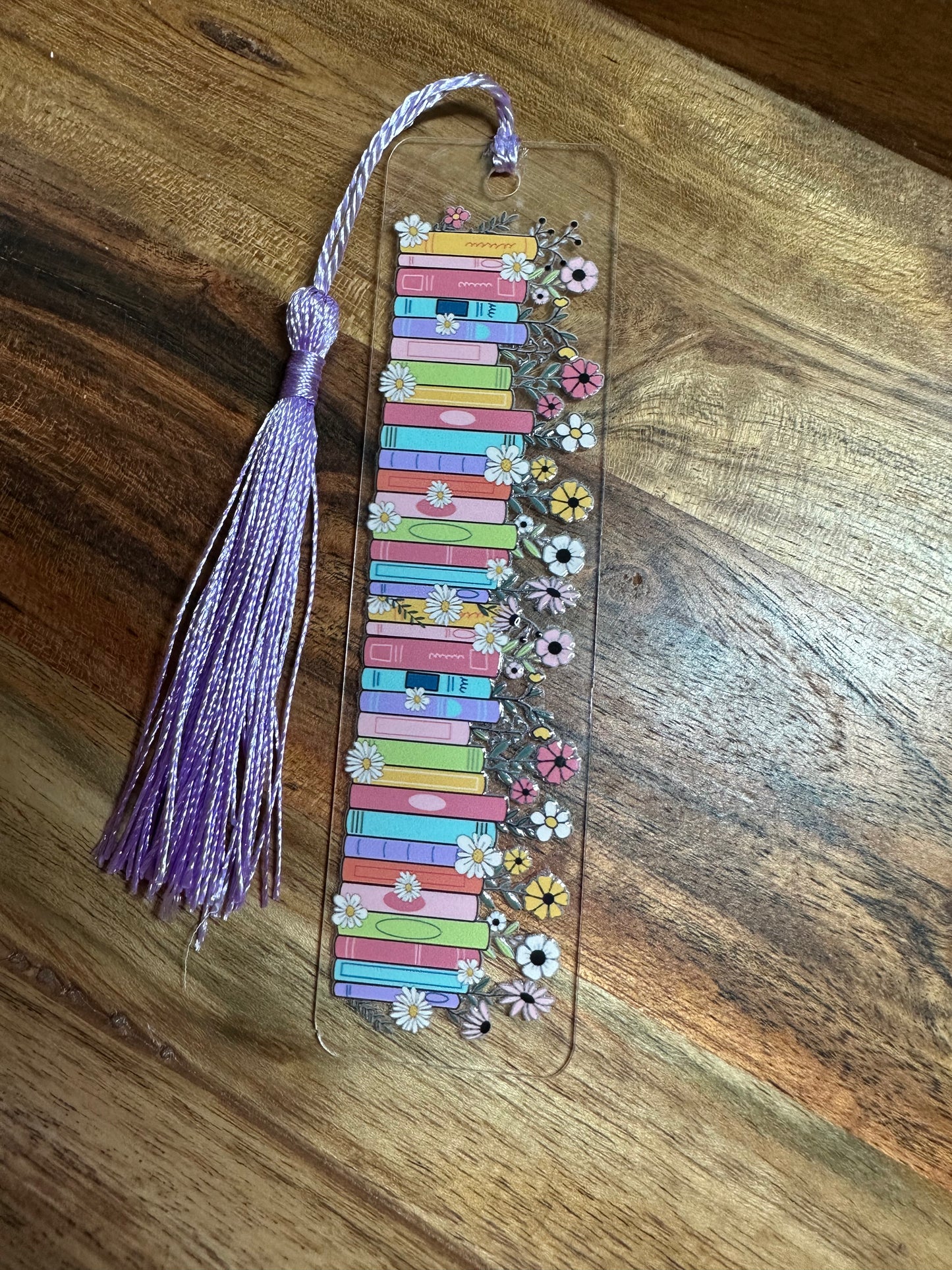 Handmade Clear Acrylic Bookmarks- Thin, Clear, Lightweight With Sayings + Ribbon or Tassel
