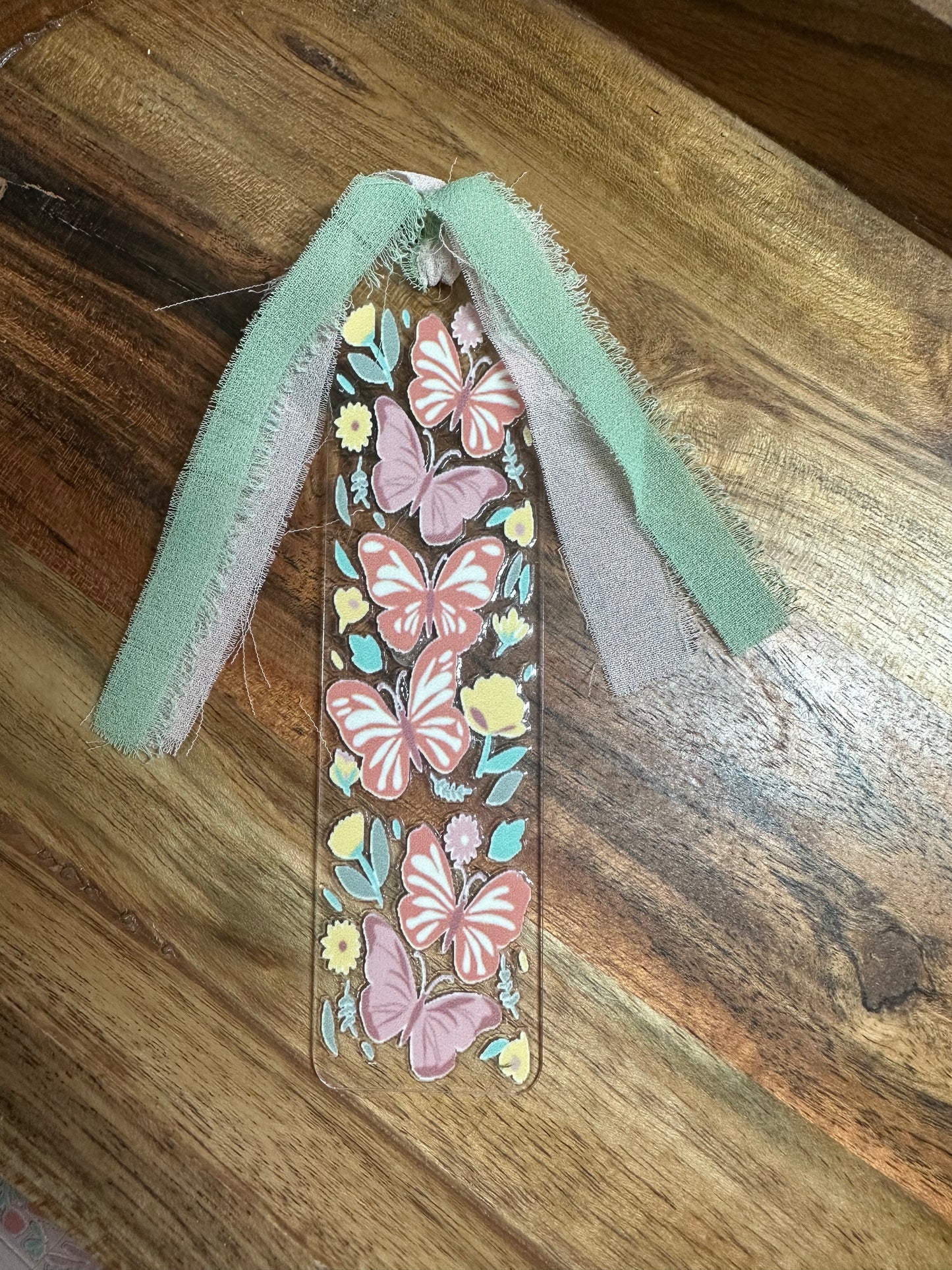 Handmade Clear Acrylic Bookmarks- Thin, Clear, Lightweight With Sayings + Ribbon or Tassel