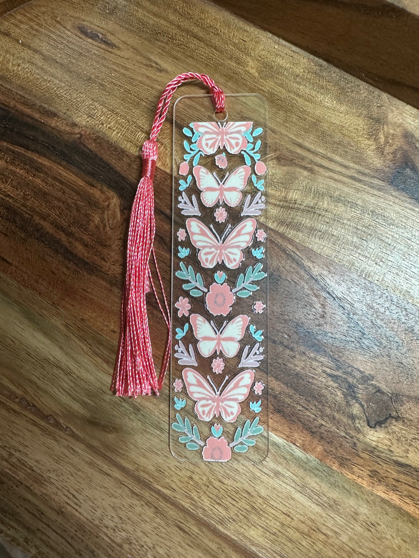 Handmade Clear Acrylic Bookmarks- Thin, Clear, Lightweight With Sayings + Ribbon or Tassel