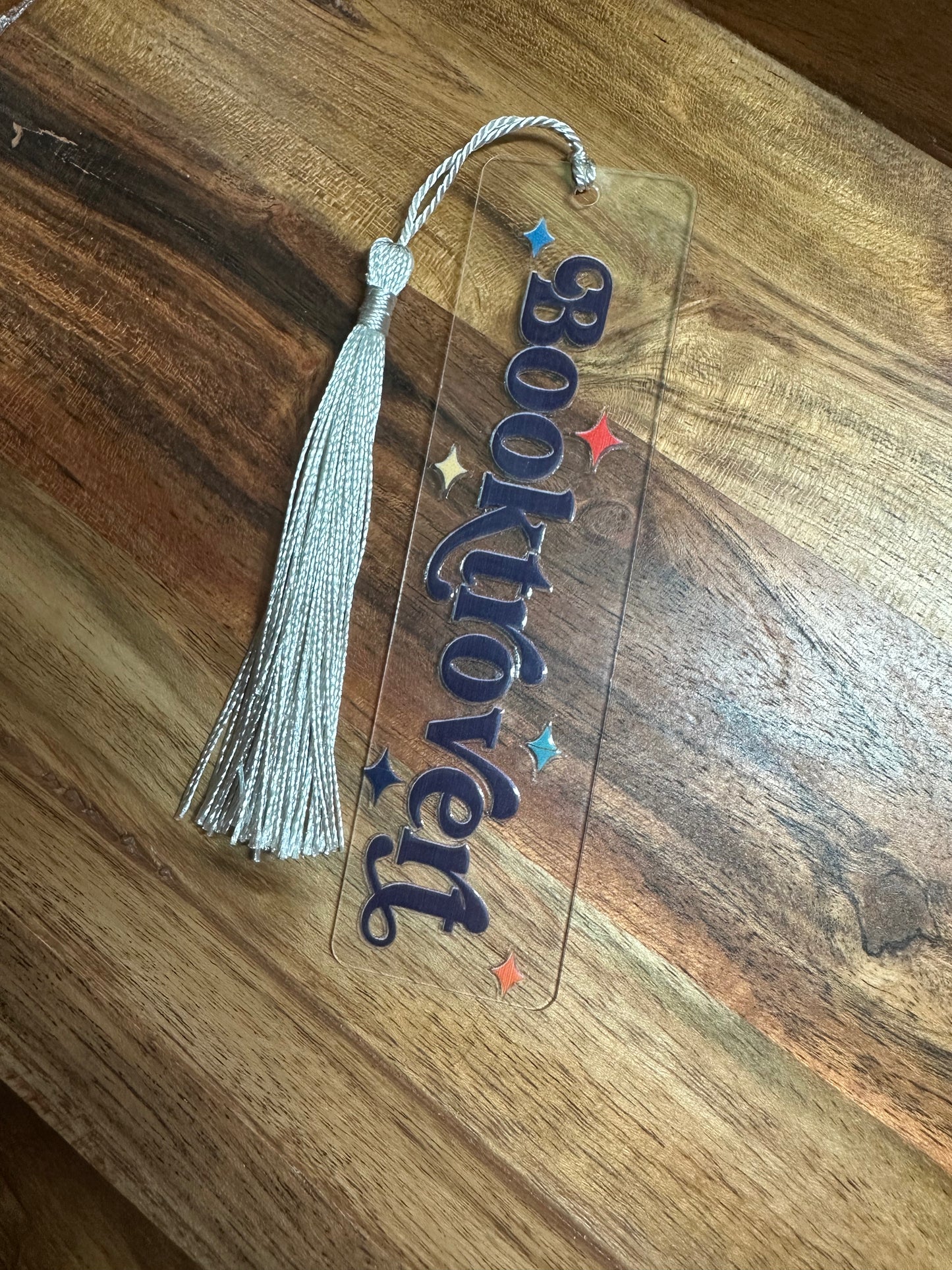 Handmade Clear Acrylic Bookmarks- Thin, Clear, Lightweight With Sayings + Ribbon or Tassel