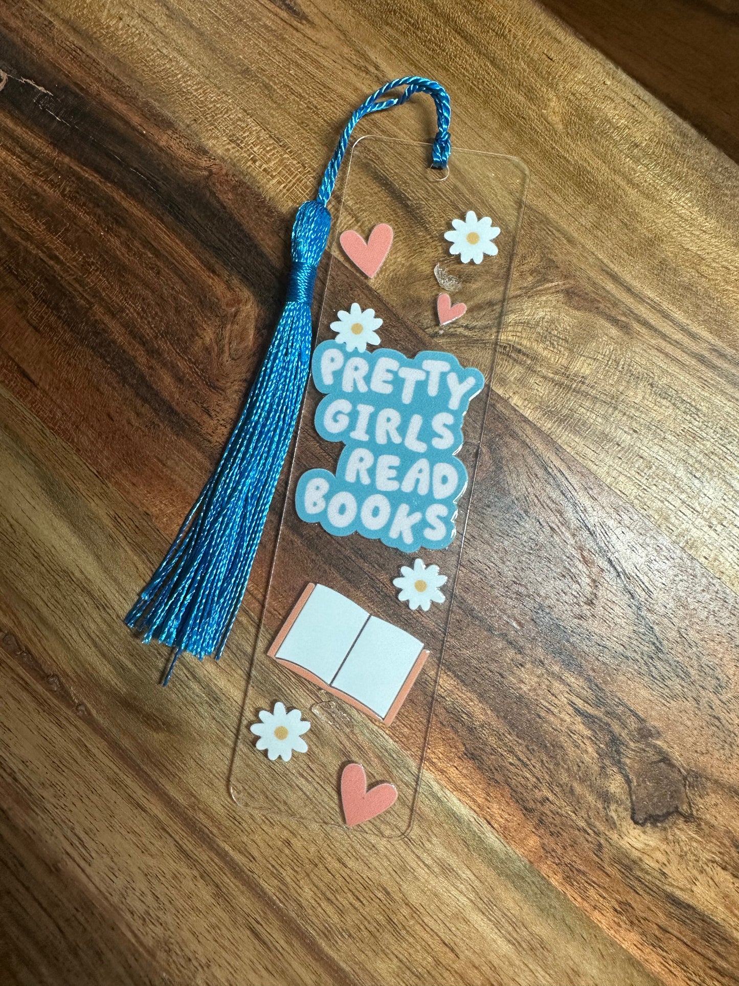 Handmade Clear Acrylic Bookmarks- Thin, Clear, Lightweight With Sayings + Ribbon or Tassel