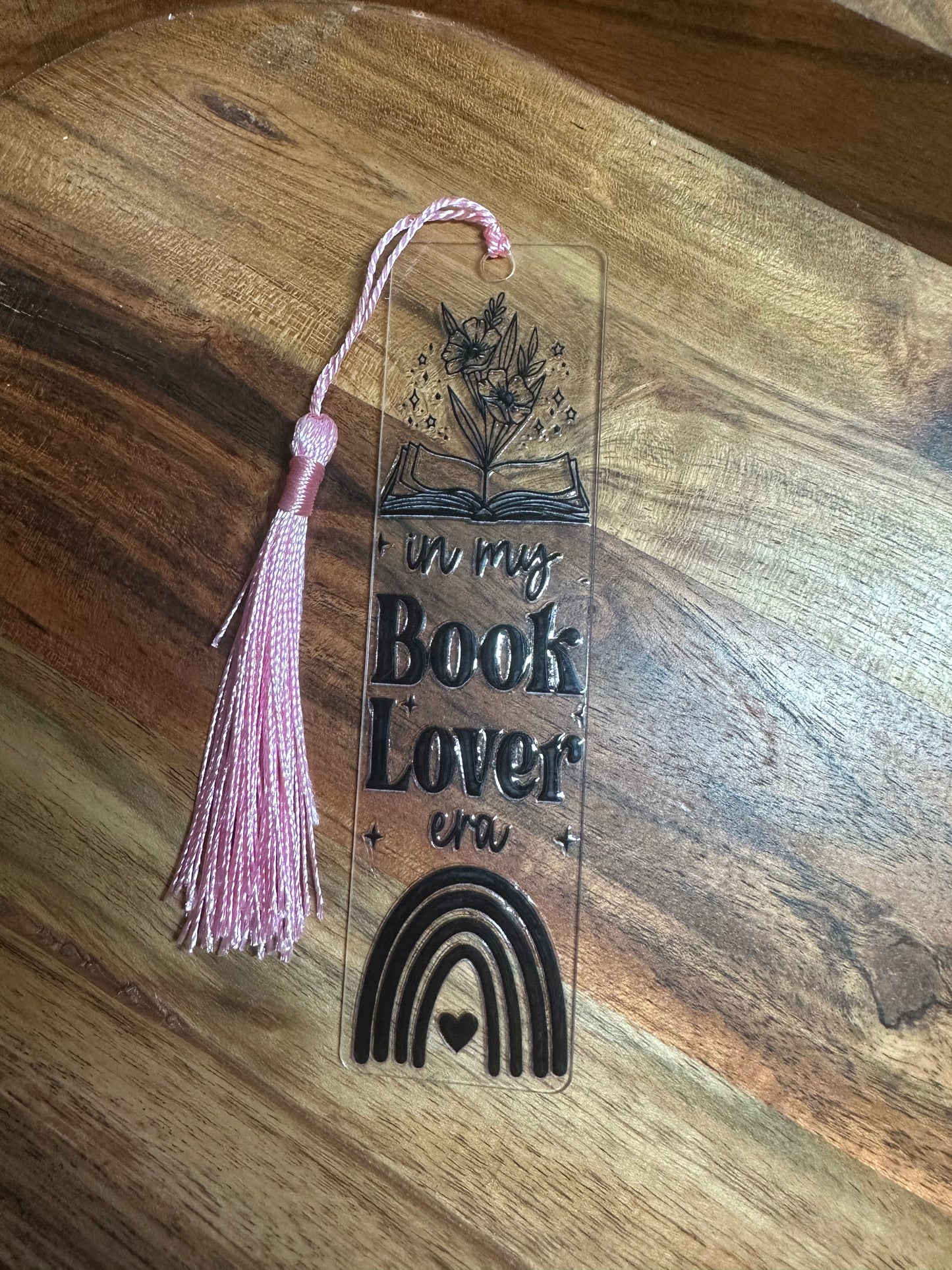 Handmade Clear Acrylic Bookmarks- Thin, Clear, Lightweight With Sayings + Ribbon or Tassel