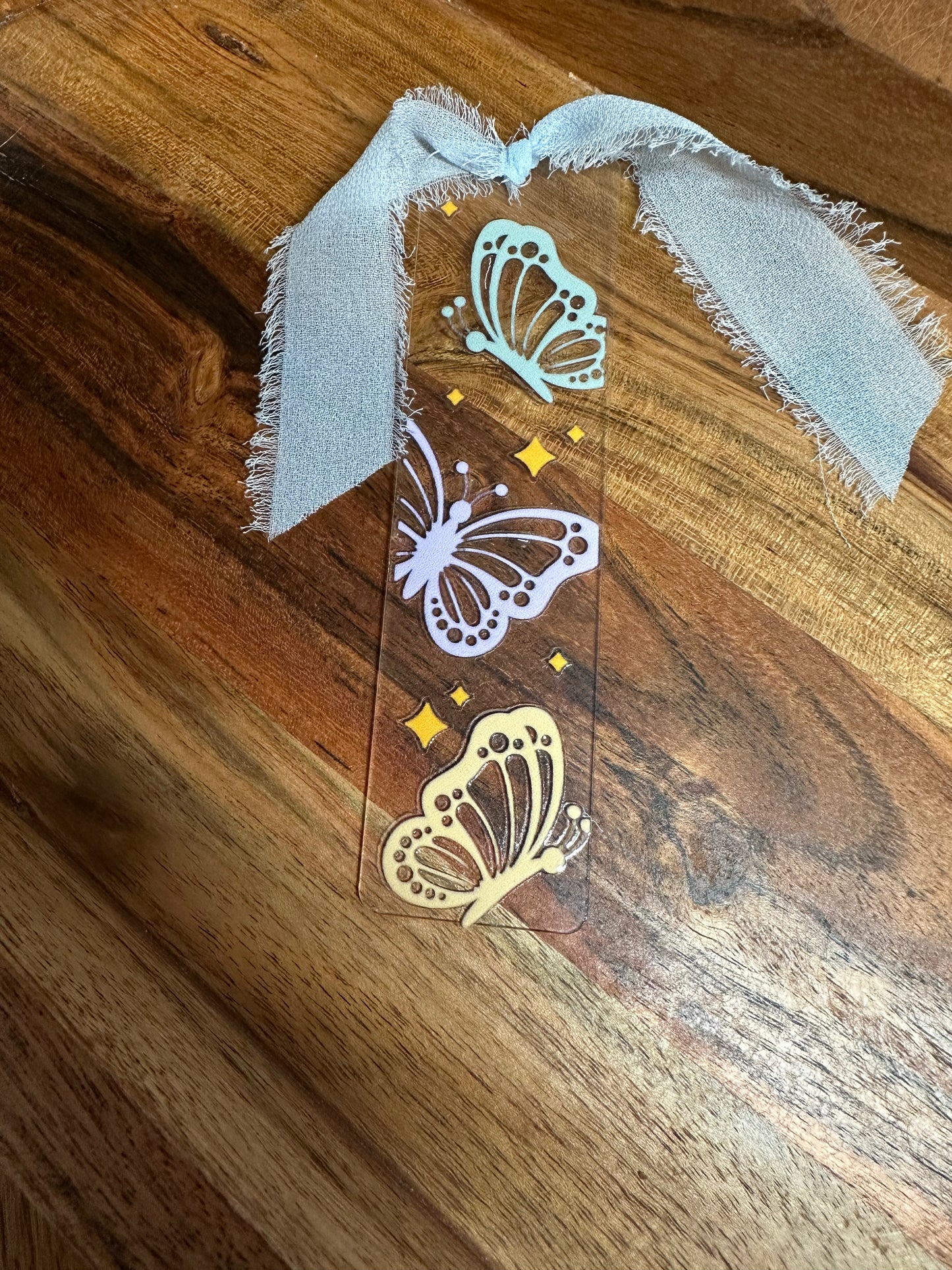 Handmade Clear Acrylic Bookmarks- Thin, Clear, Lightweight With Sayings + Ribbon or Tassel
