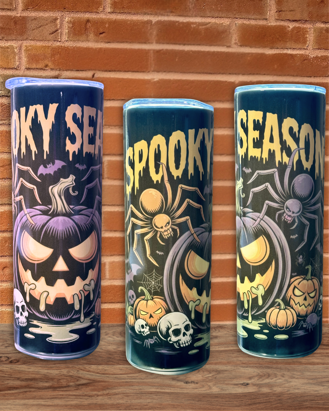 Handmade Reusable Sublimated Stainless Steel 20-Oz Skinny Tumbler + Straw + Lid – Various Designs