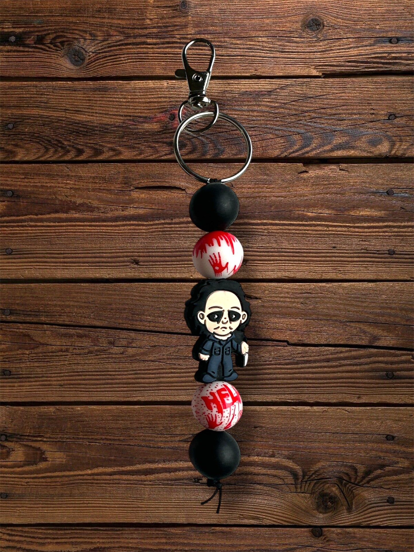 Halloween Silicone Beaded Keychain Stand Alone | Serial Killers Halloween Silicone Bead Keychain
