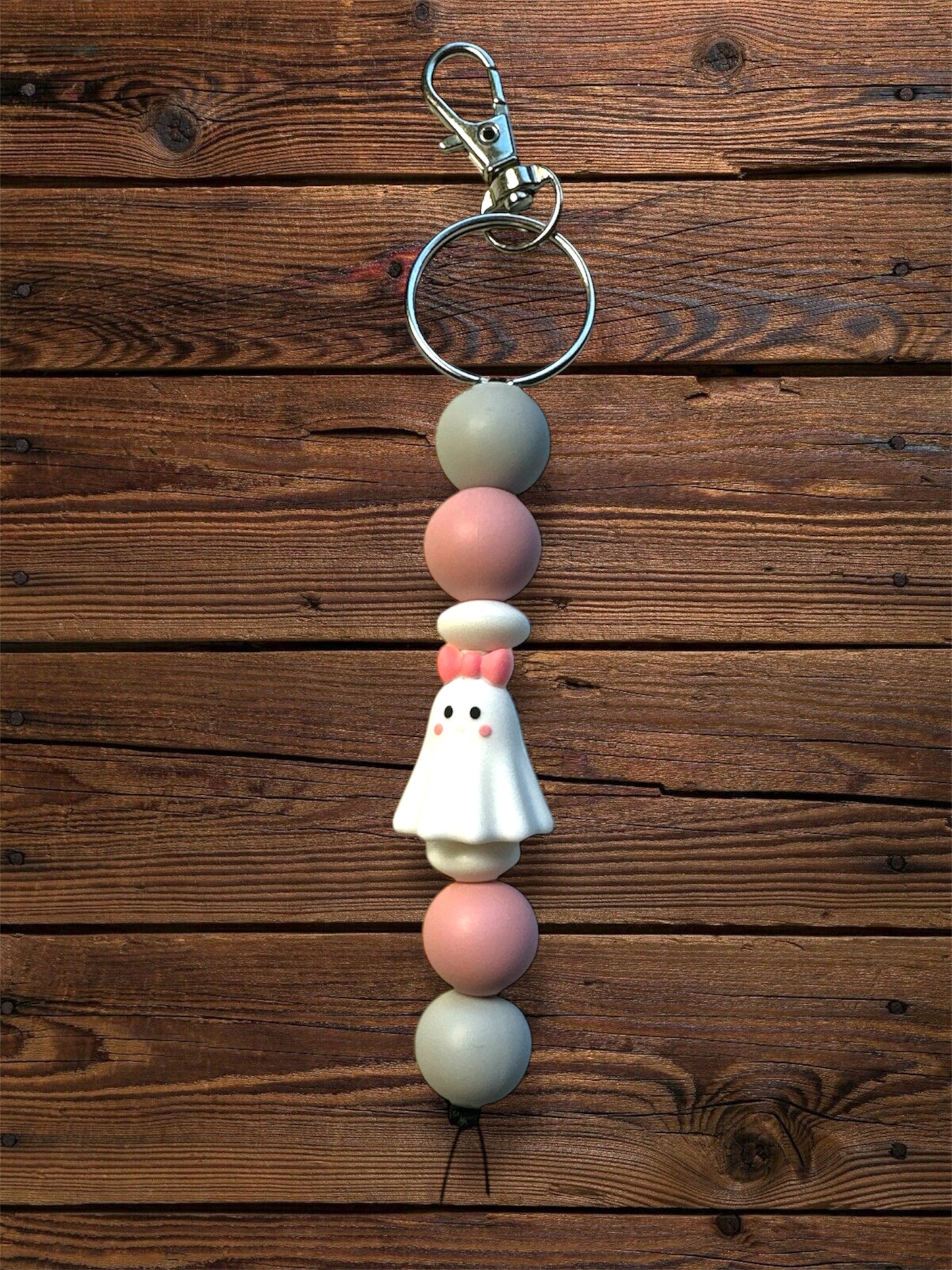 Halloween Silicone Beaded Keychain Stand Alone + Wristlets | Halloween Ghost Fall Silicone Bead Keychain