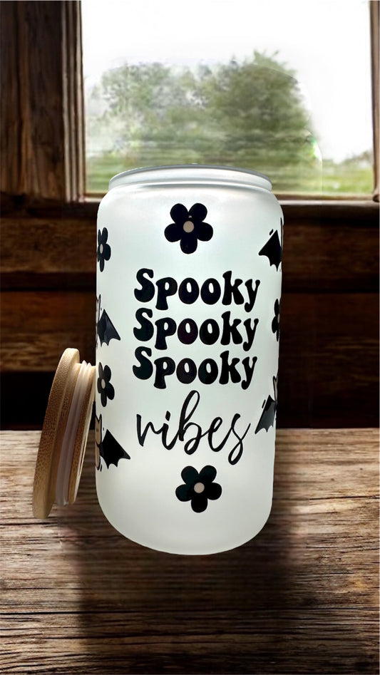 Handmade Libbey Glass 16 oz Glass Tumbler with Bamboo Lid & Straw| Frosted + Clear Glass Tumblers