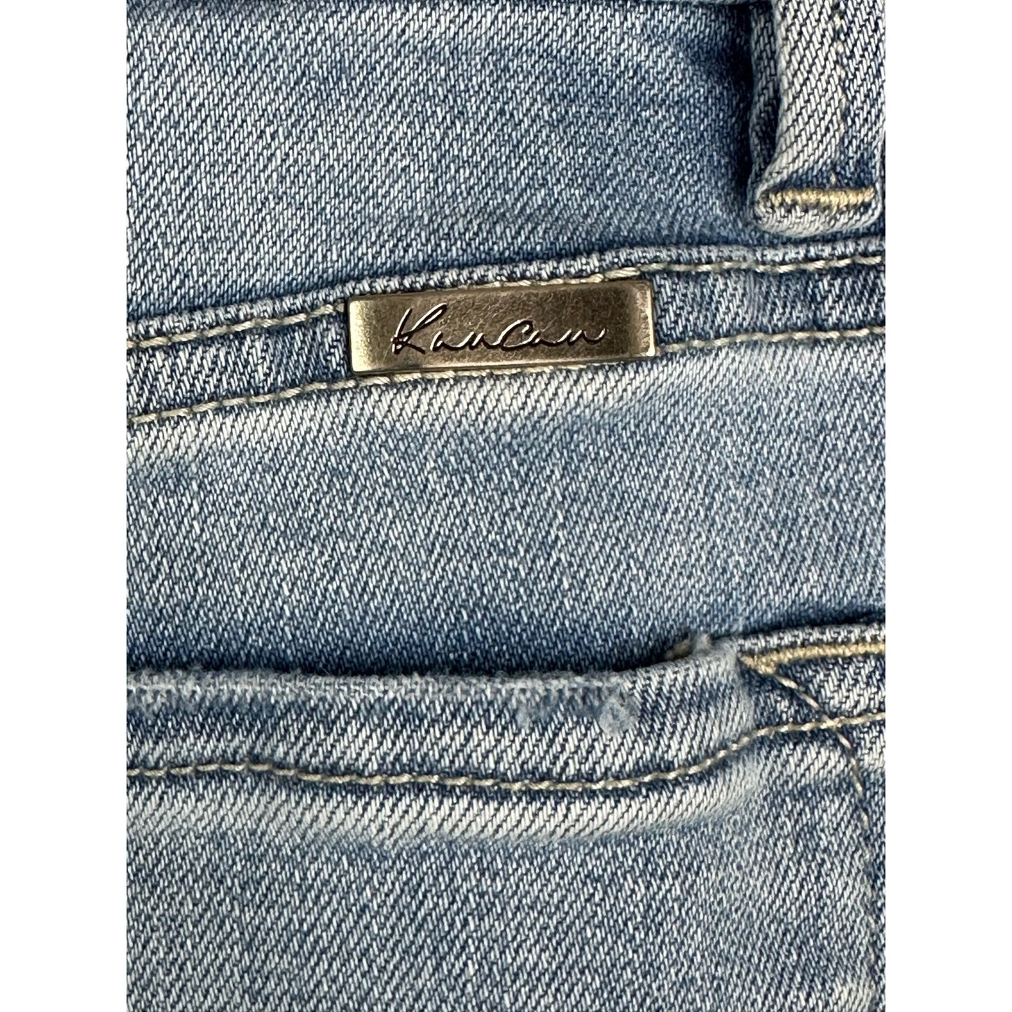 Kancan Light Wash 'Jasmine' High Rise Fold Over Blue Jean Shorts Size Large