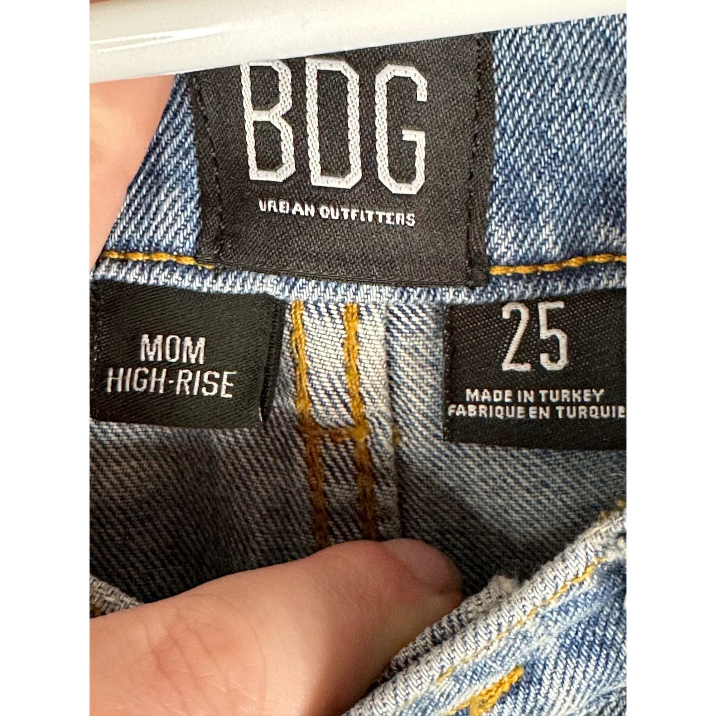 BDG Super Distressed Light Wash Mom High Rise High Waisted Blue Jeans Size 25