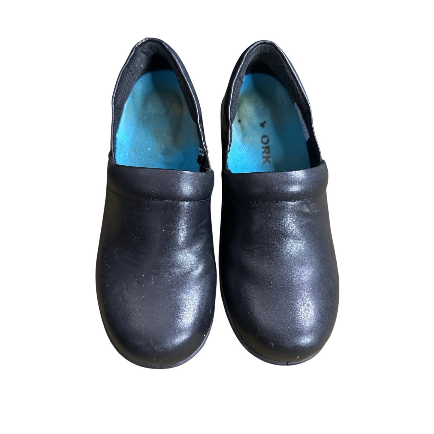Women’s Dr. Scholls Slip Resistant Black Leather Man Made Comfort Clogs Size 6