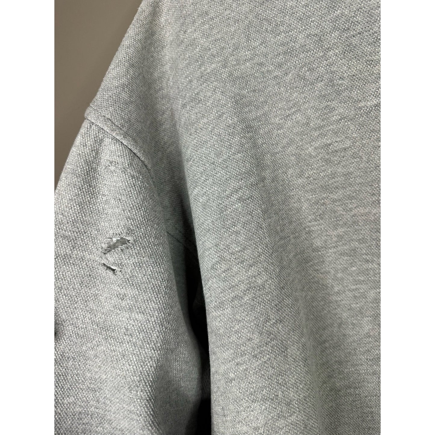 Tommy Hilfiger Grey Long Sleeve Quarter Zip Pullover Distressed Size XL