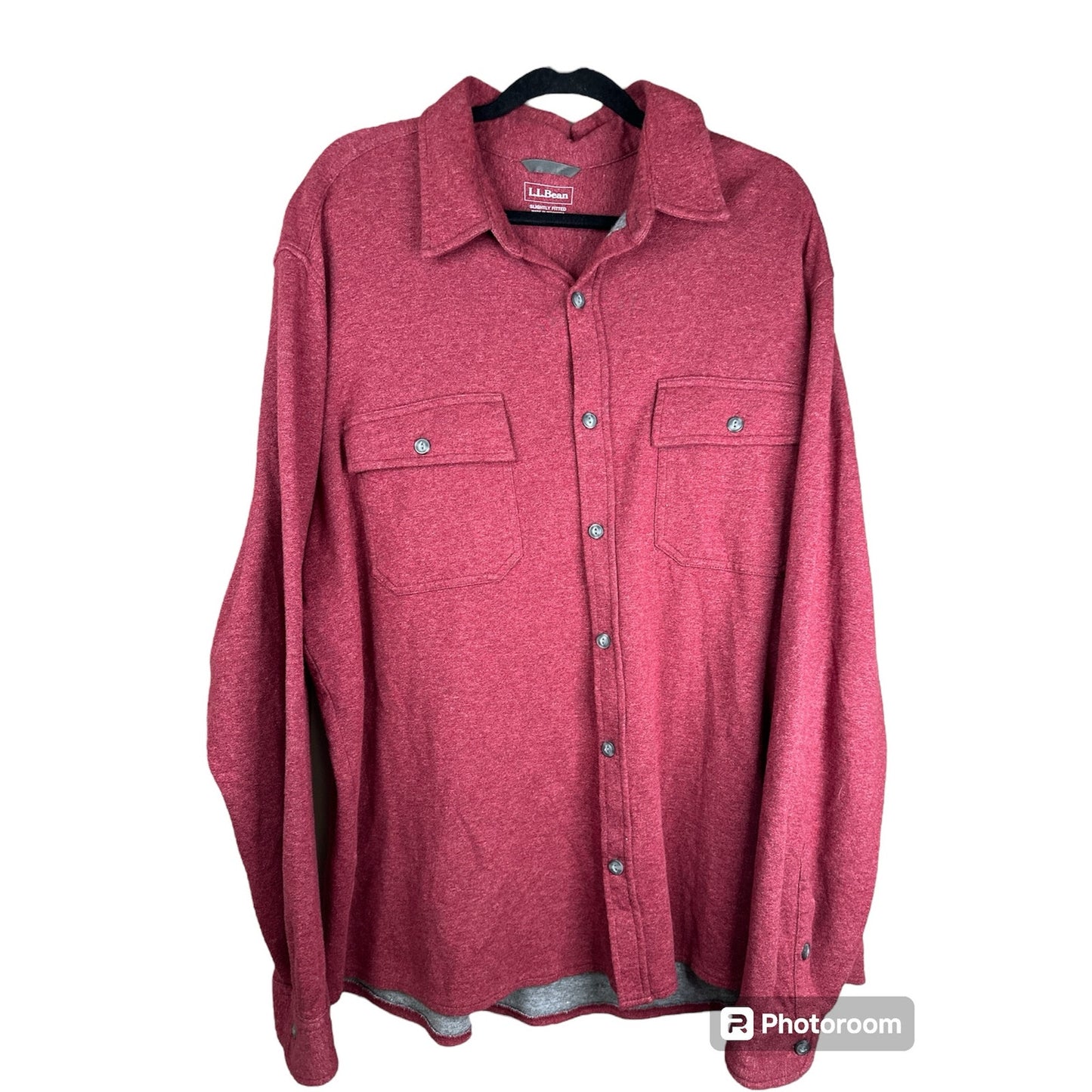 Men’s L.L. Bean ‘Slightly Fitted’ Red Maroon Button Down Shirt Size XXL-Regular