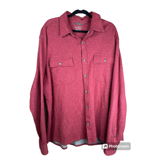 Men’s L.L. Bean ‘Slightly Fitted’ Red Maroon Button Down Shirt Size XXL-Regular