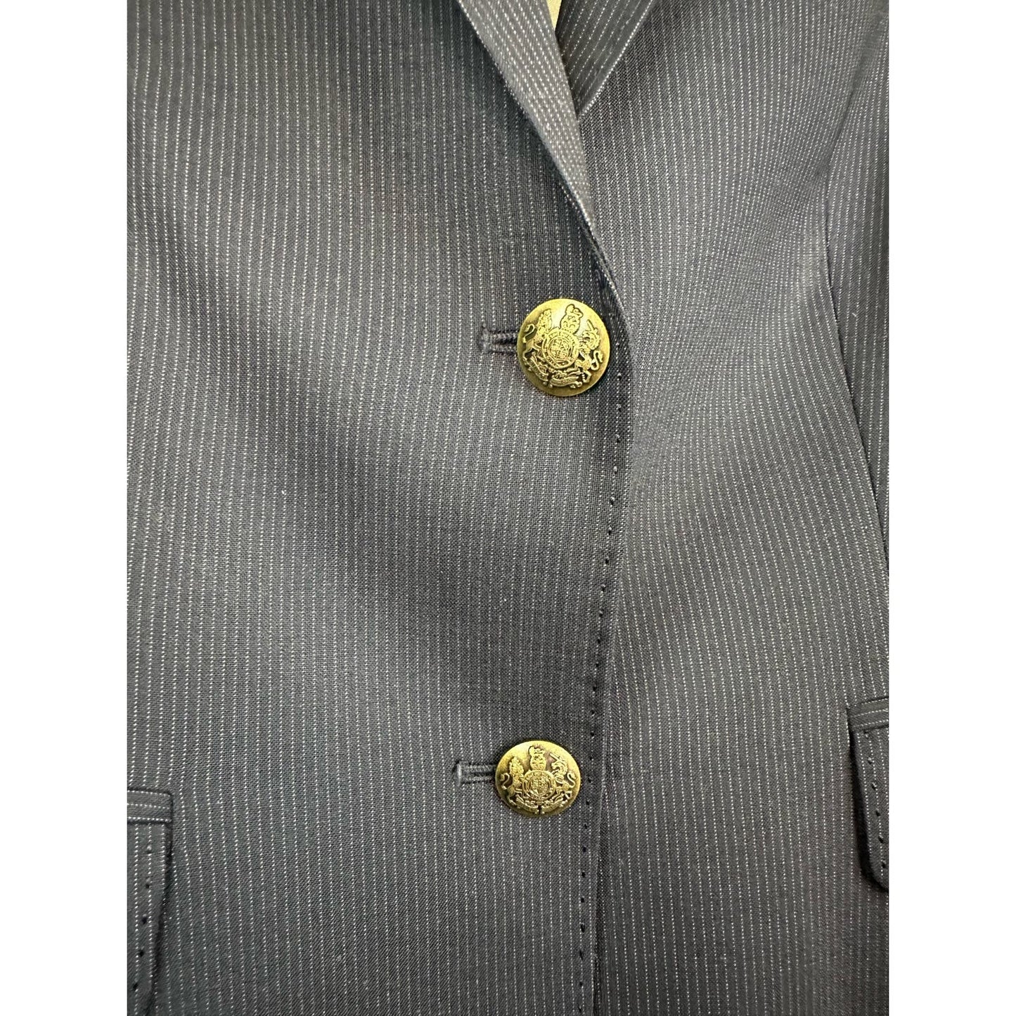 J. Crew Navy Blue Pinstripe Long Sleeve Blazer Wool Size 2