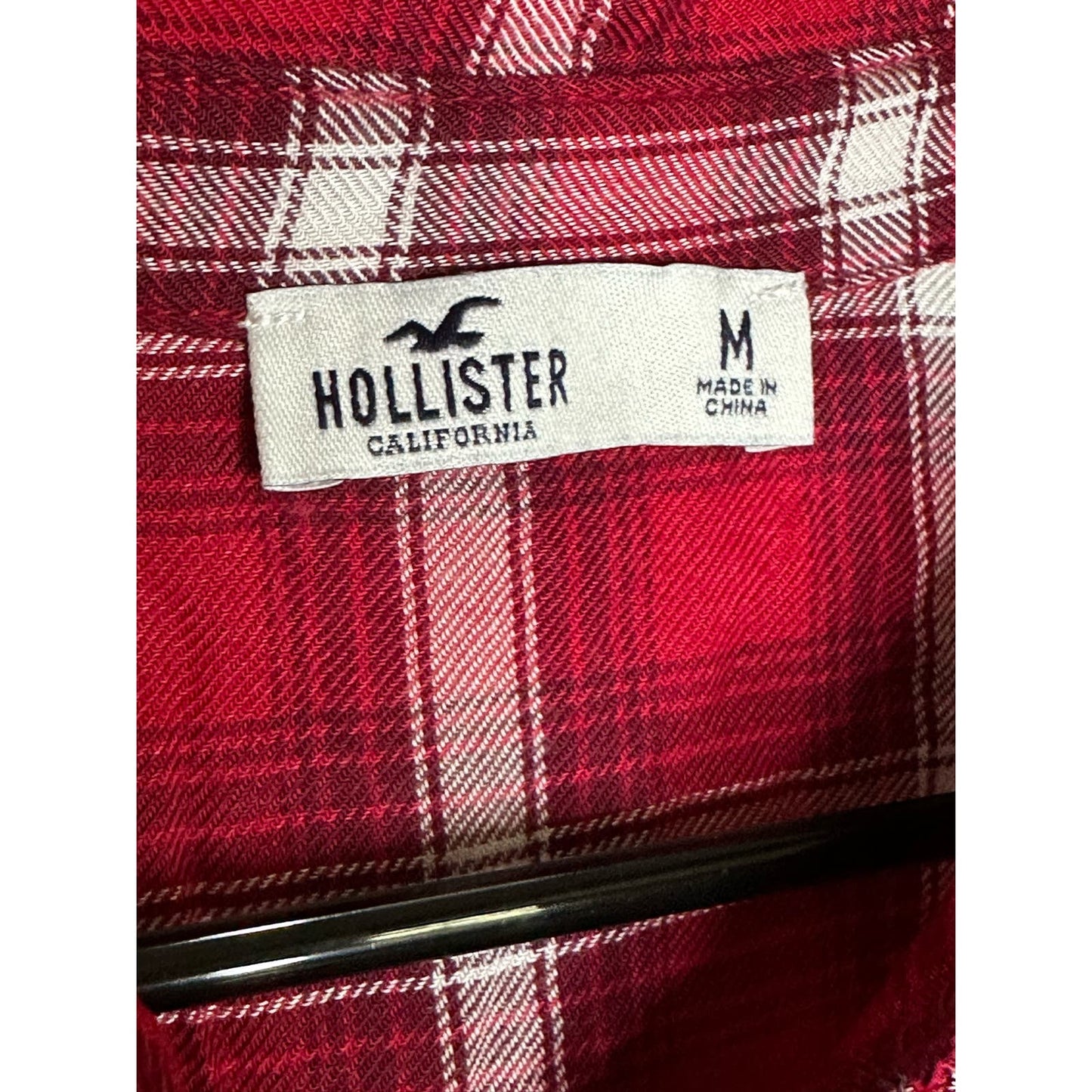 Hollister Red White Plaid Button Down Flannel Size Medium