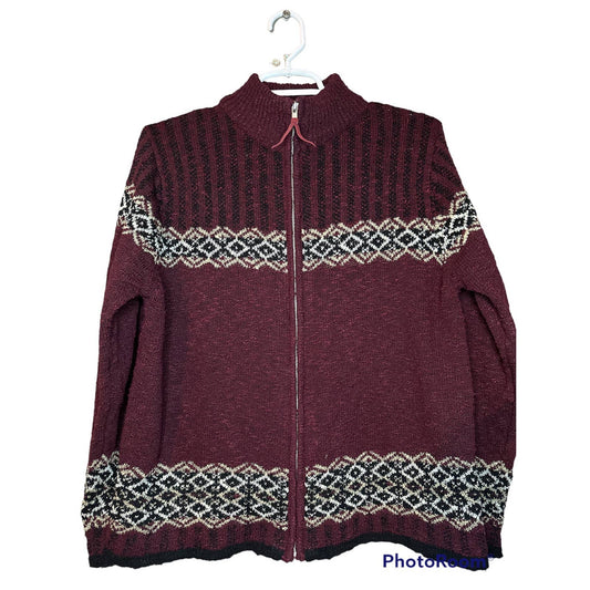 Erika Zip Up Acrylic Purple Maroon Sweater Size Small