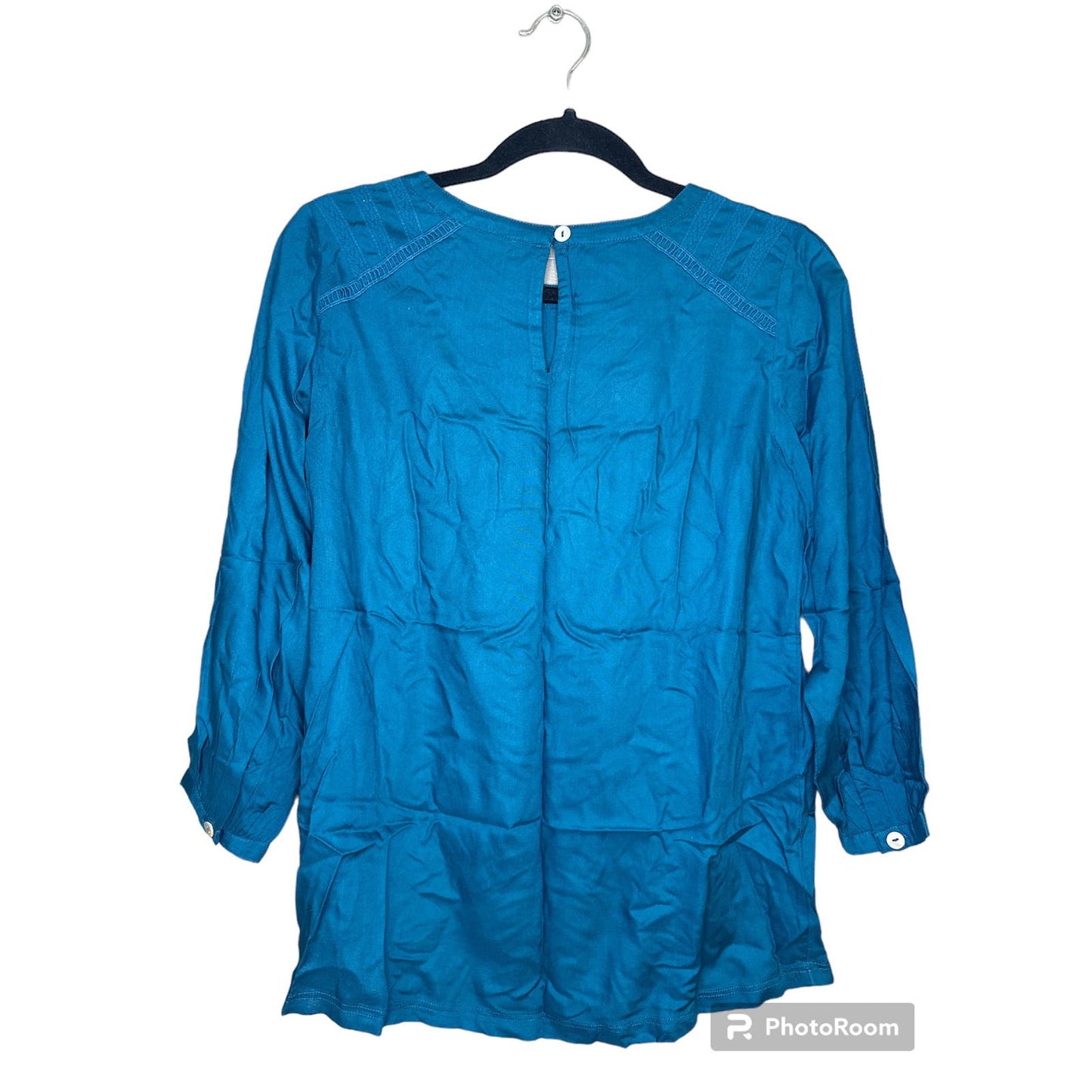 Soft Surroundings Blue Turquoise Long Sleeve Lithonia Blouse Size XS